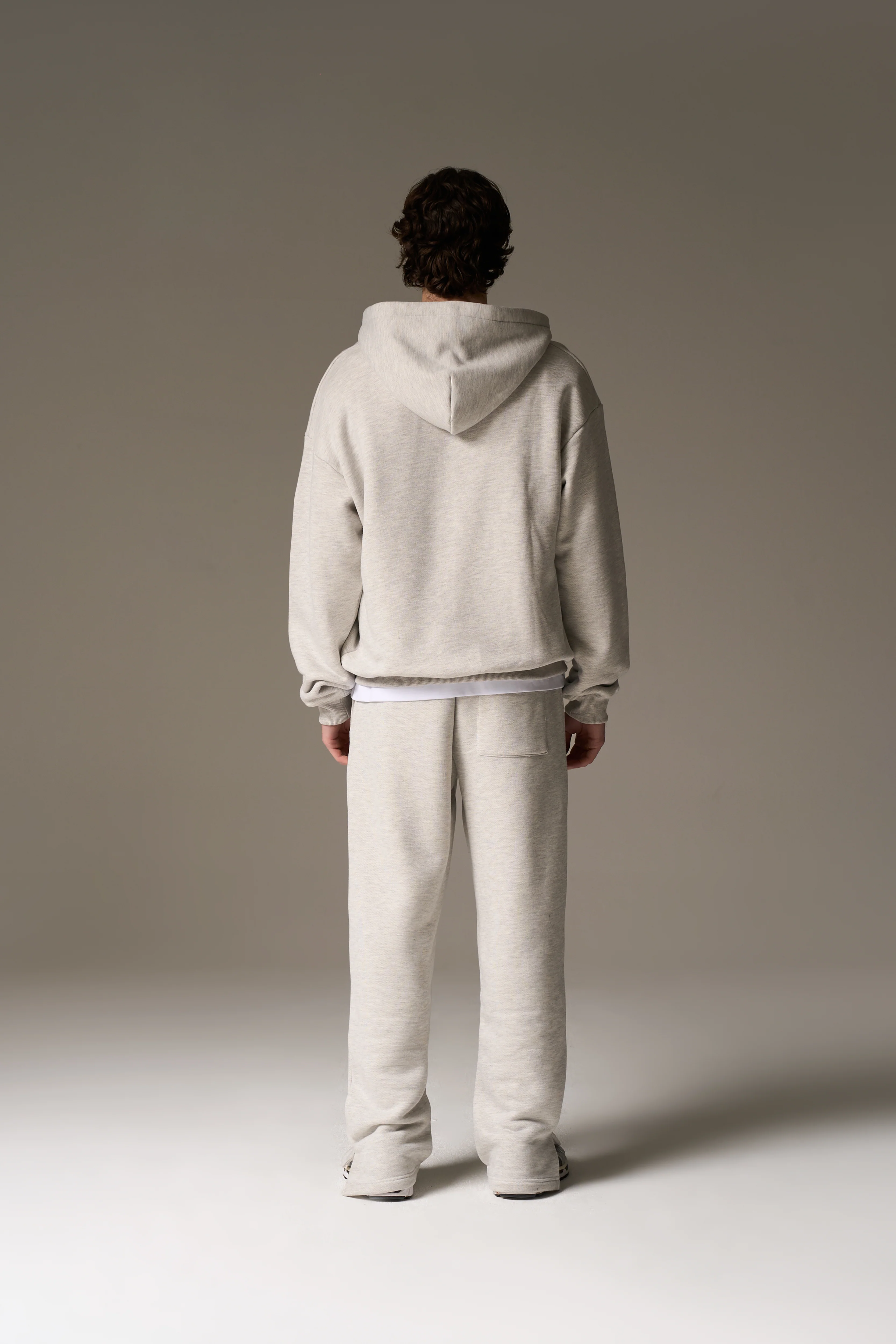 HEAVYWEIGHT MONOGRAM EMBLEM ZIP THROUGH - GREY MARL