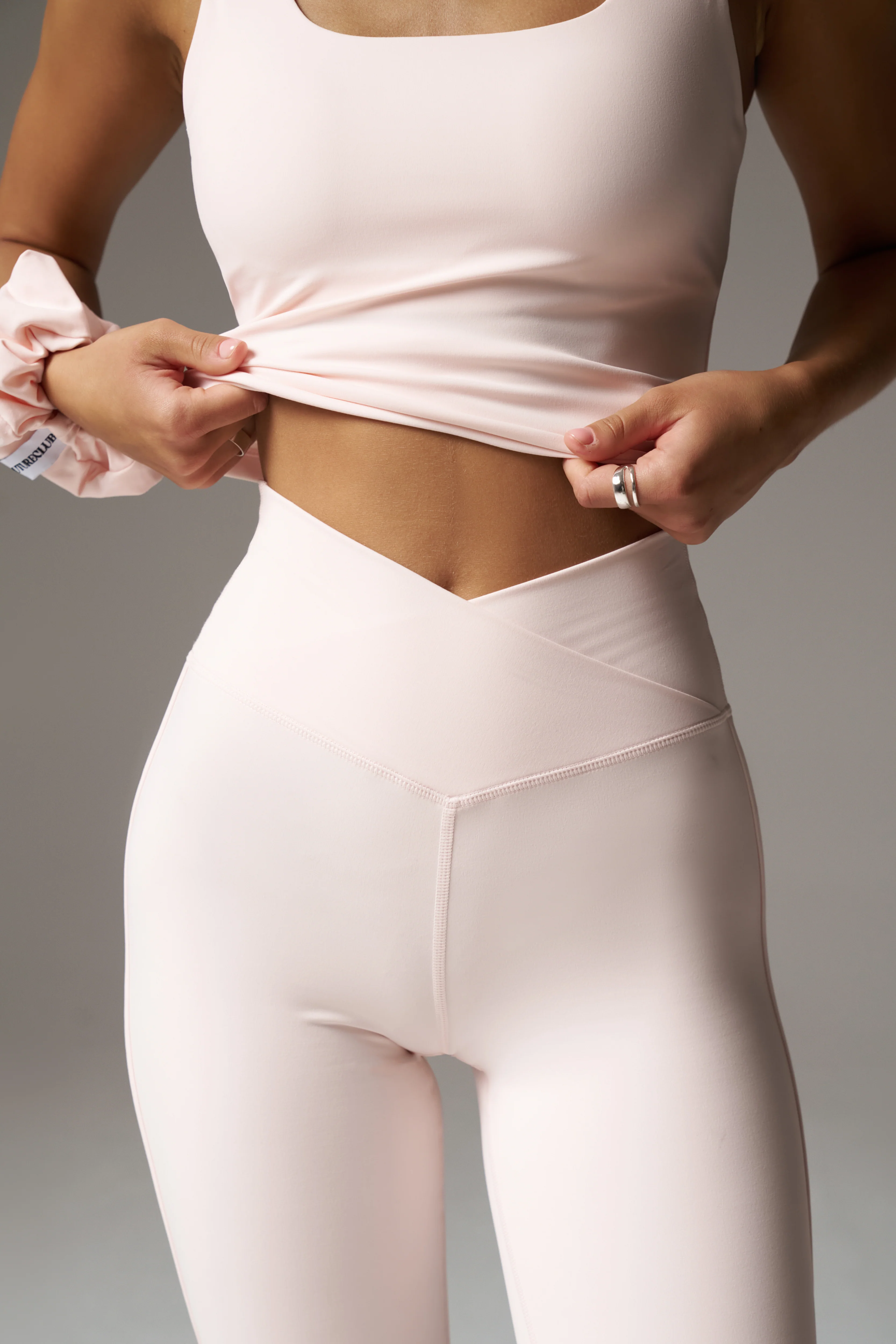 SCULPTING STRETCH CROSSOVER WAISTBAND LEGGINGS - PINK
