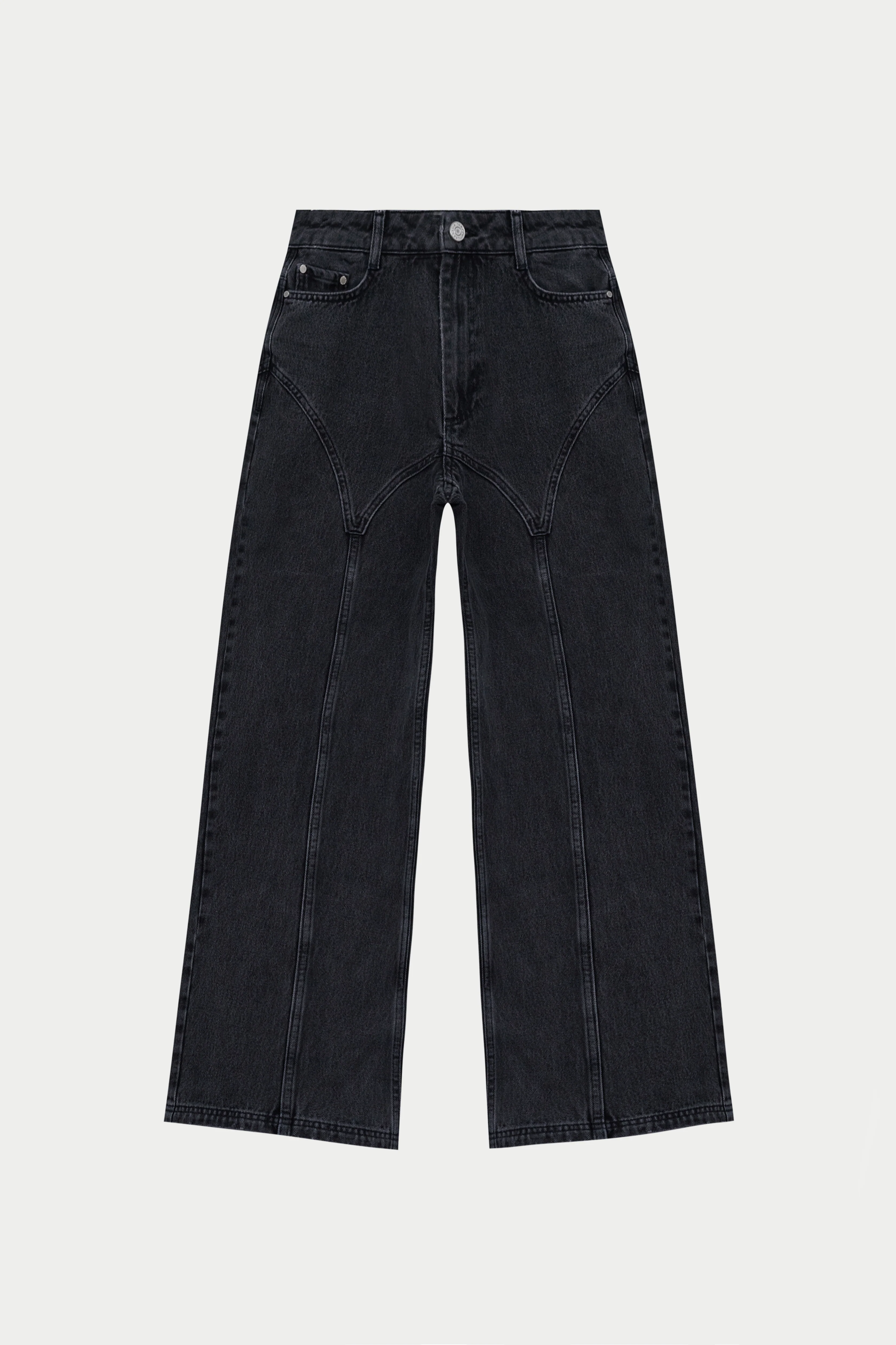 SEAM DETAIL WASHED JEANS - BLACK WASH
