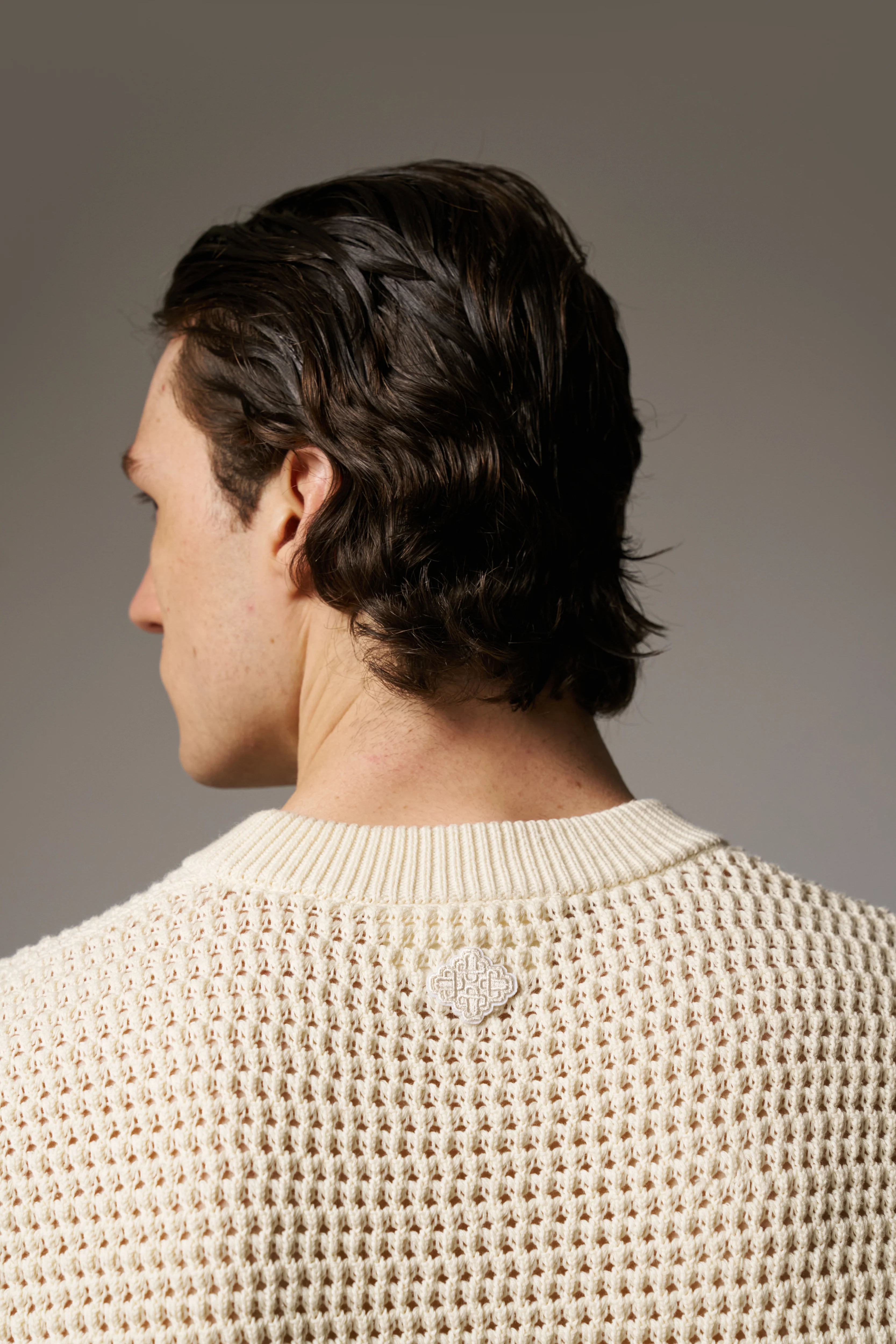 STRIPE CROCHET KNIT VEST - OFF WHITE