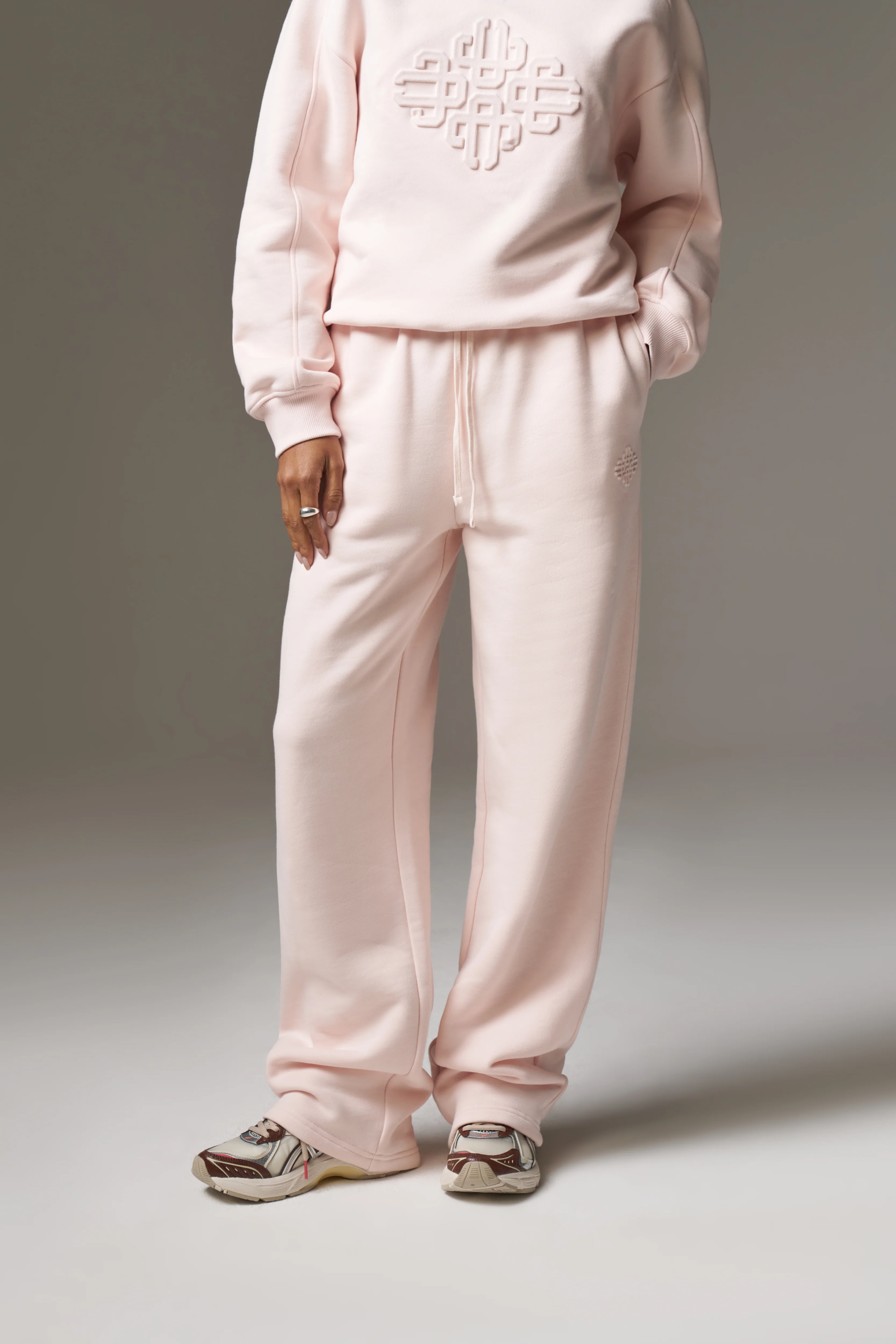 EMBOSSED STRAIGHT LEG JOGGERS - PINK