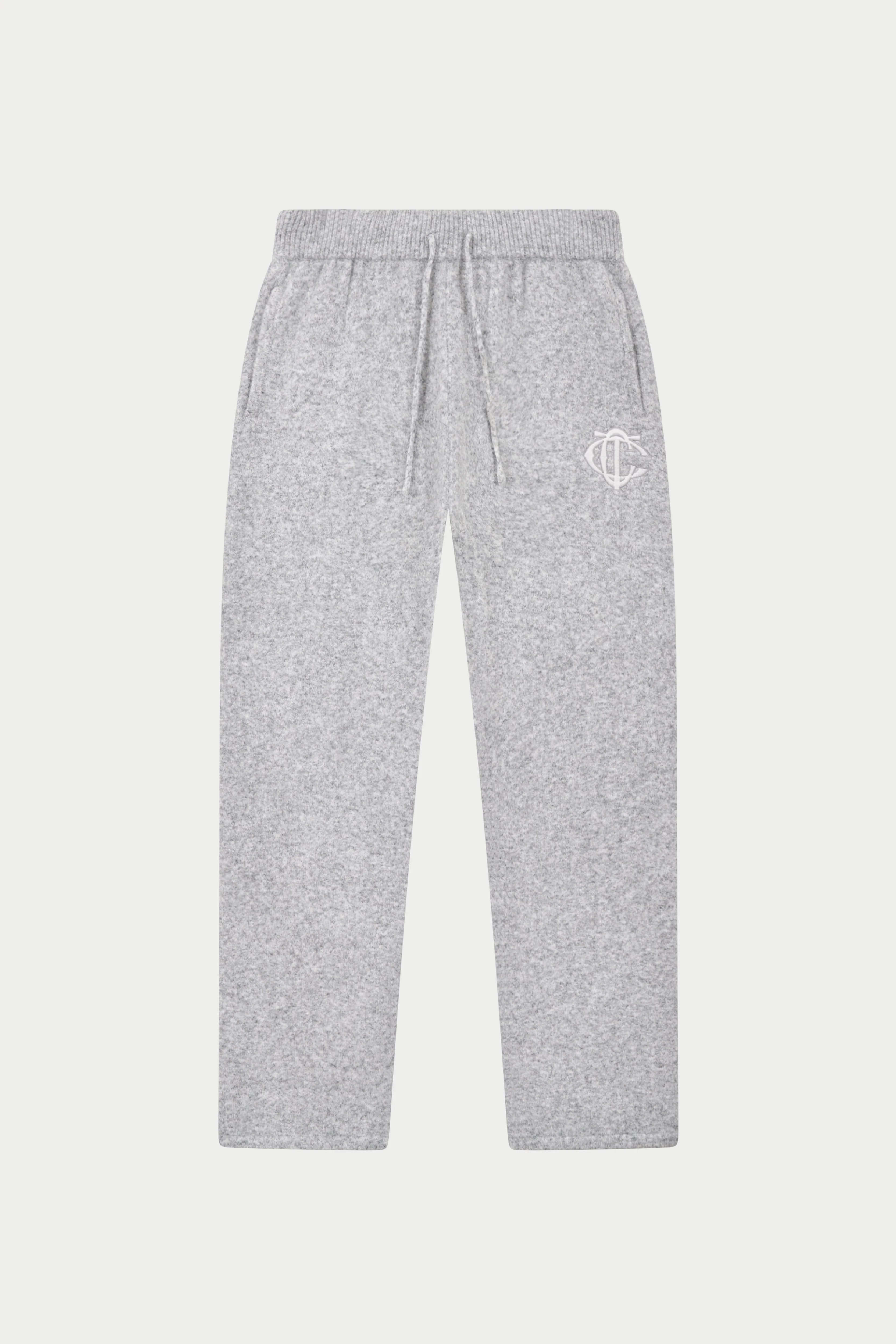 MONOGRAM EMBLEM KNITTED JOGGERS - GREY