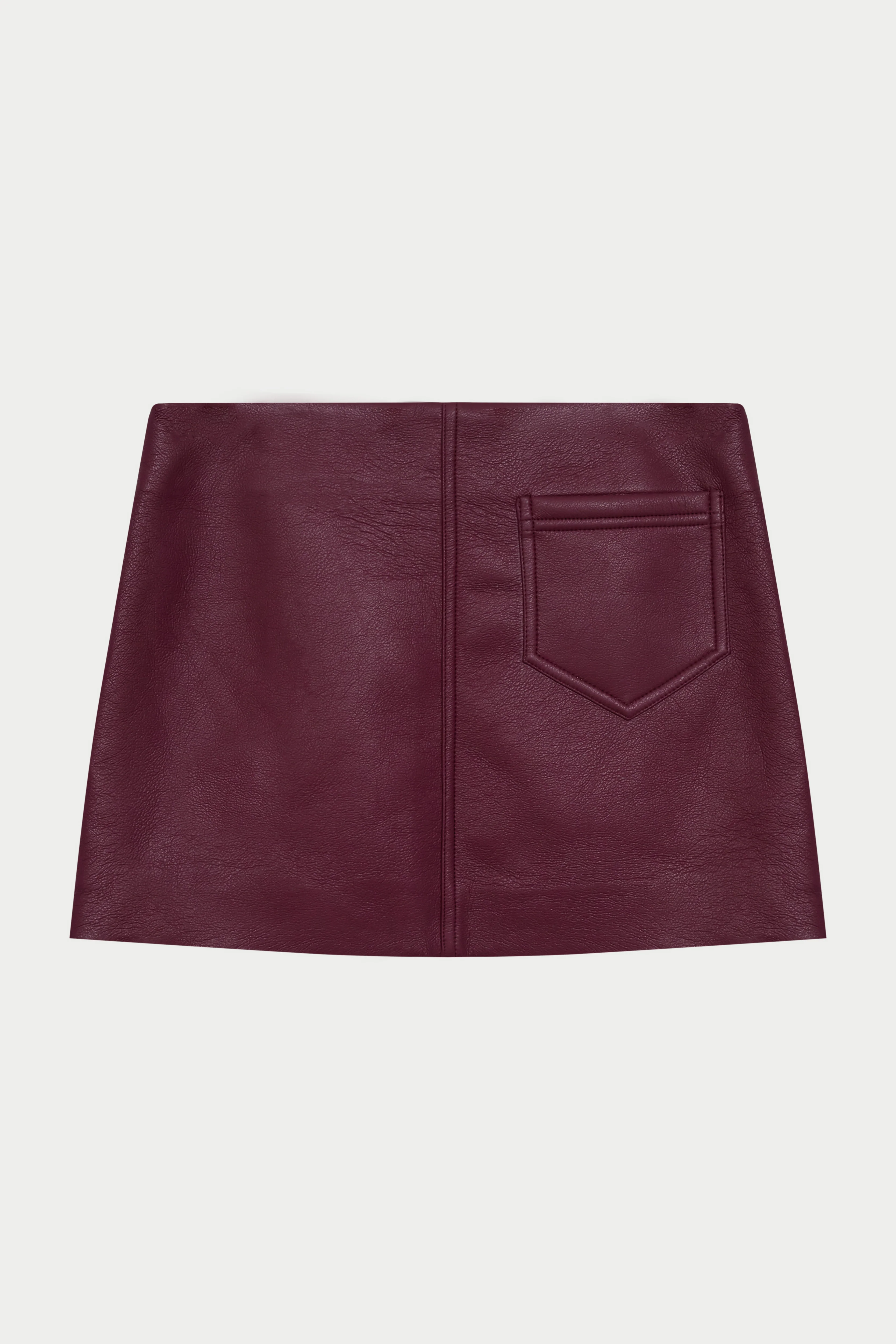 FAUX LEATHER MINI SKIRT - BURGUNDY
