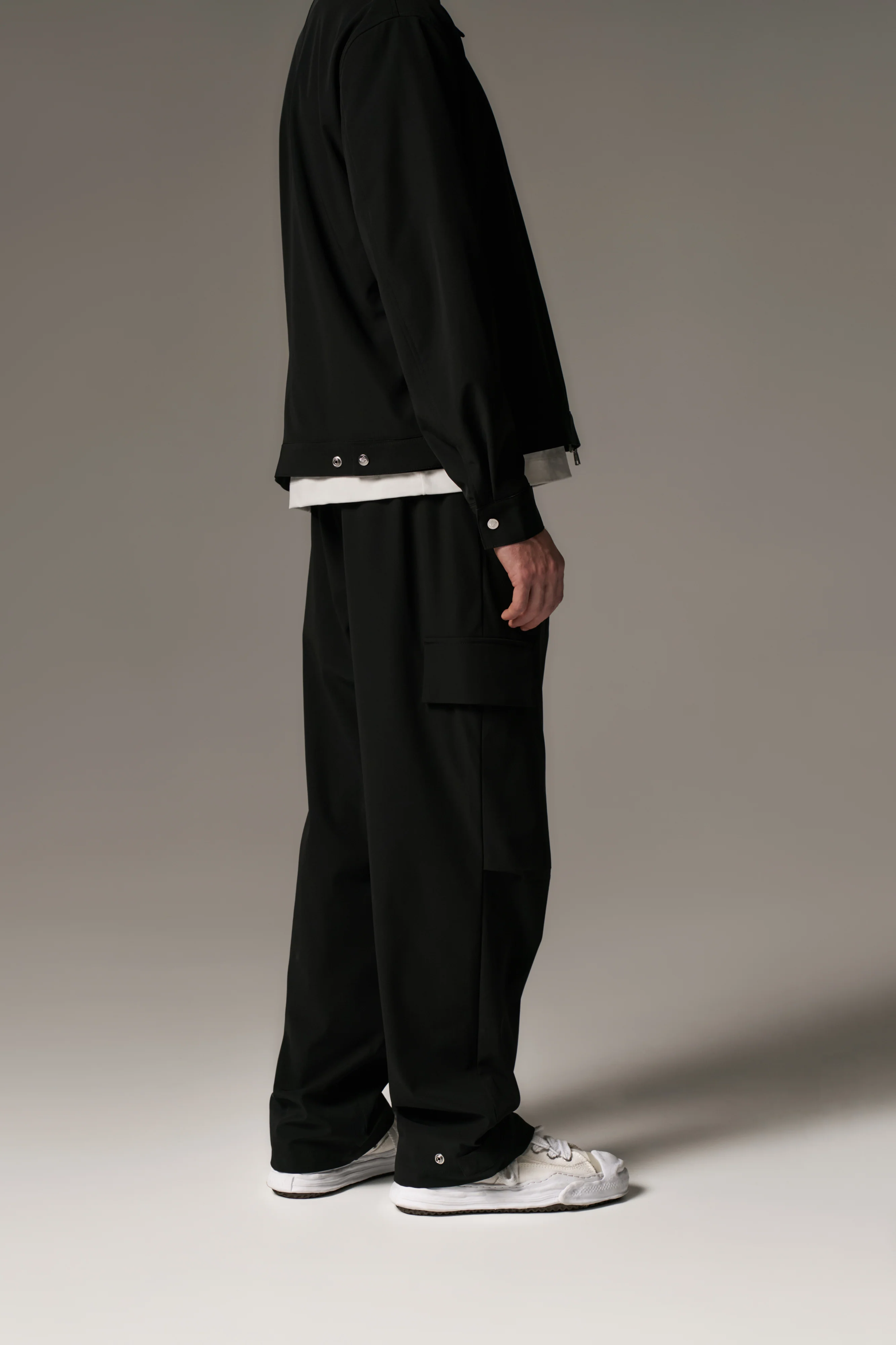 TECHNICAL WIDE LEG TROUSERS - BLACK