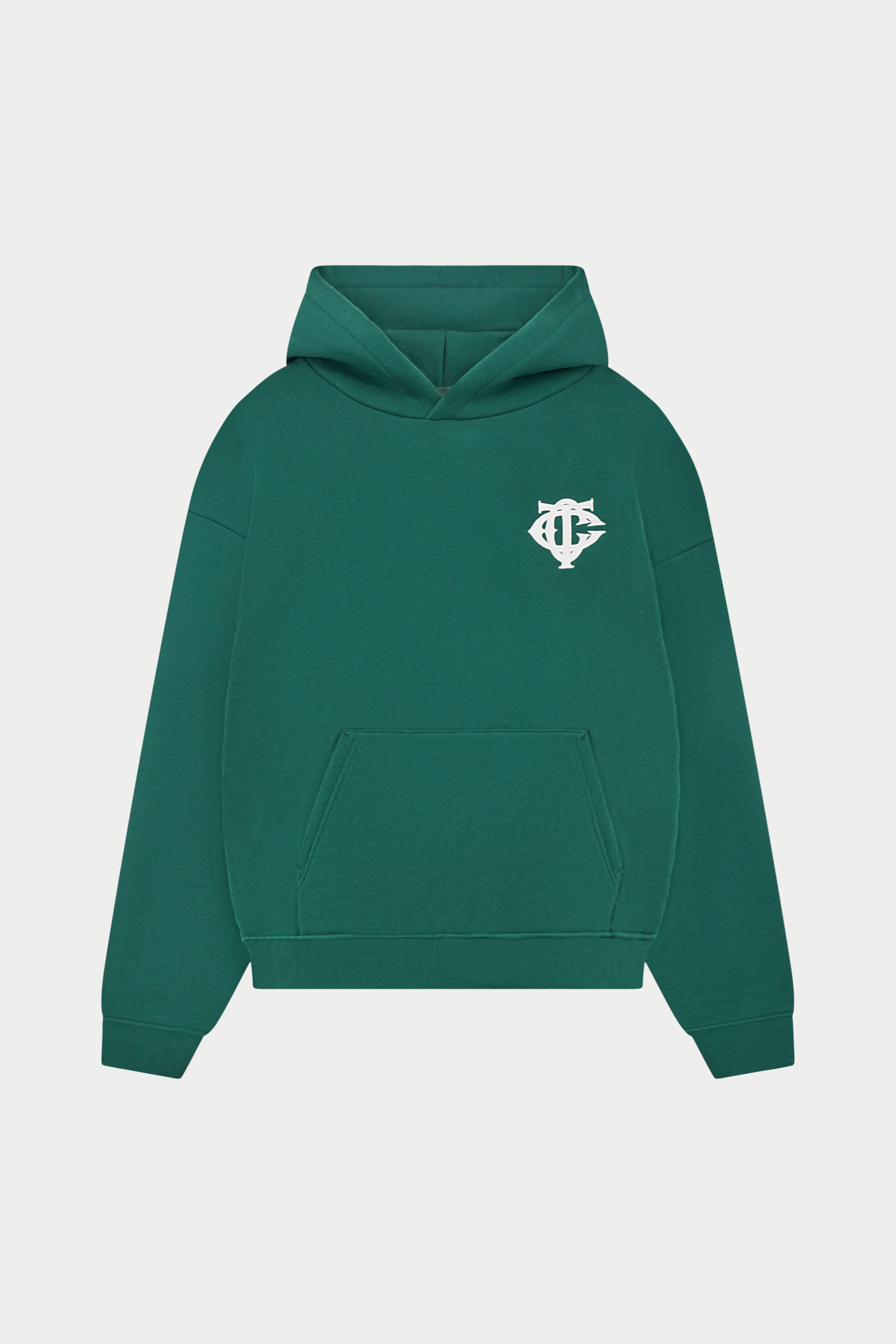 HEAVYWEIGHT MONOGRAM EMBLEM HOODIE - FOREST GREEN
