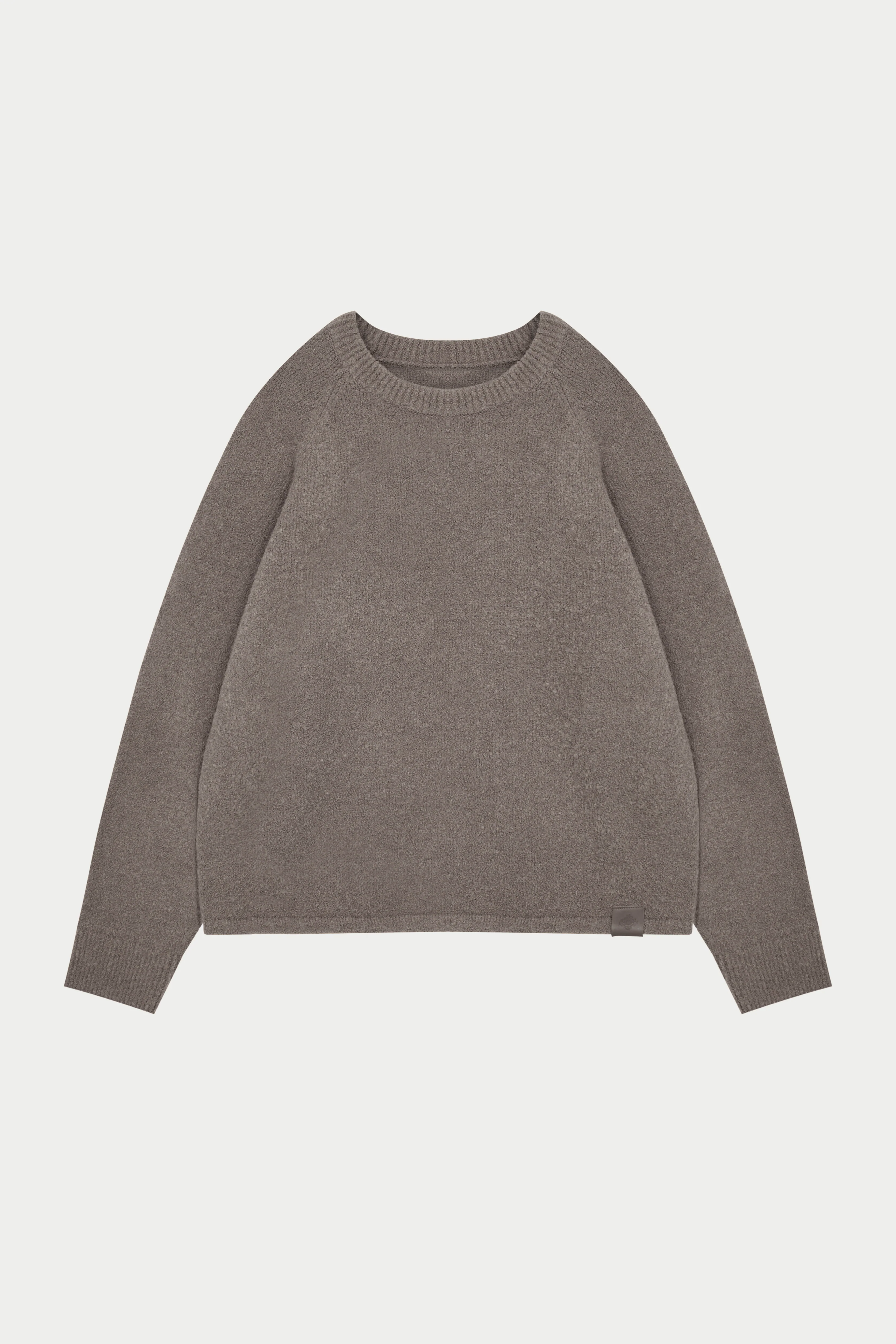 BOUCLE KNIT RAGLAN CREW - BROWN
