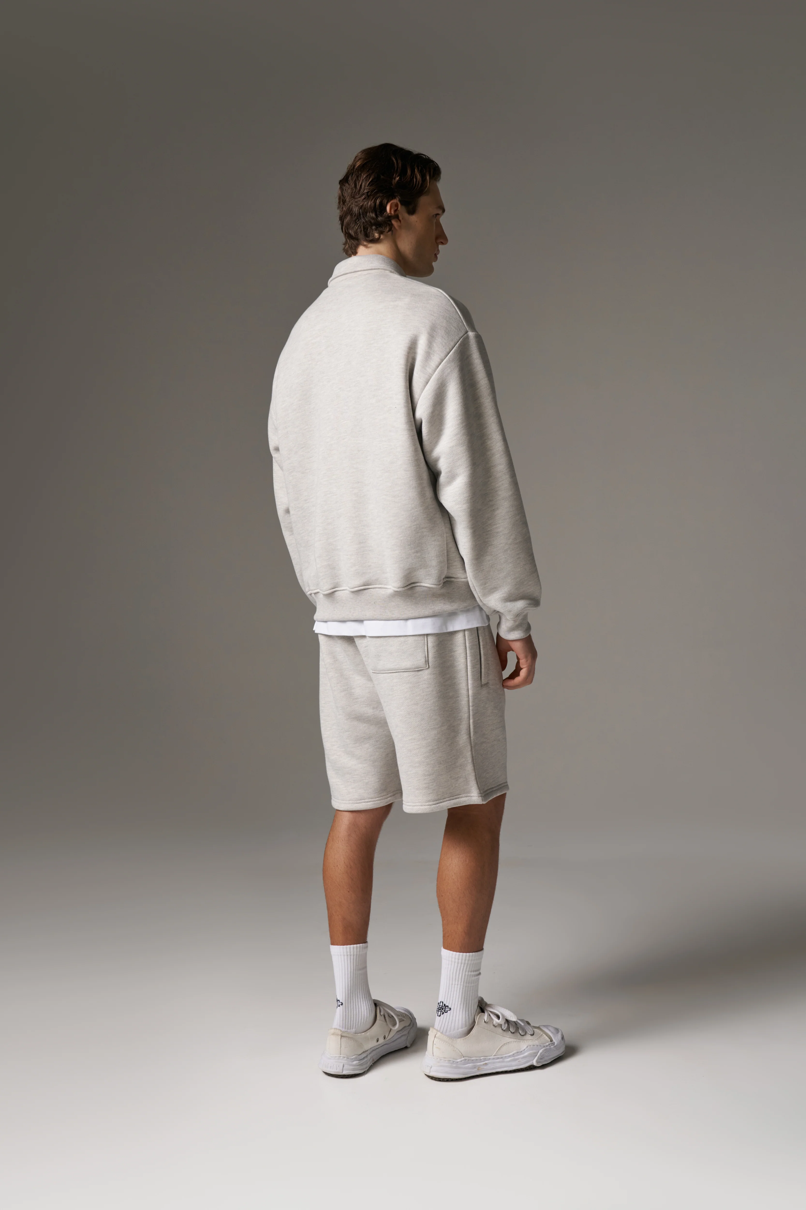 HEAVYWEIGHT MONOGRAM EMBLEM SHORTS - GREY MARL