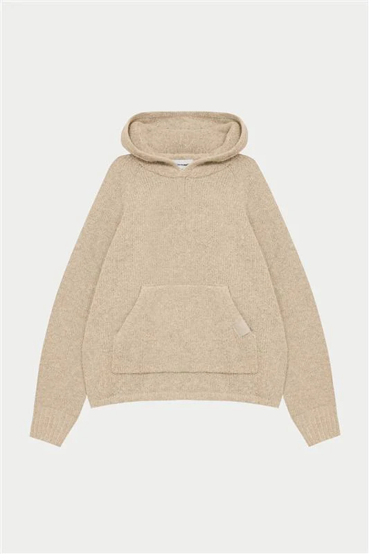 BOUCLE KNIT HOODIE - STONE