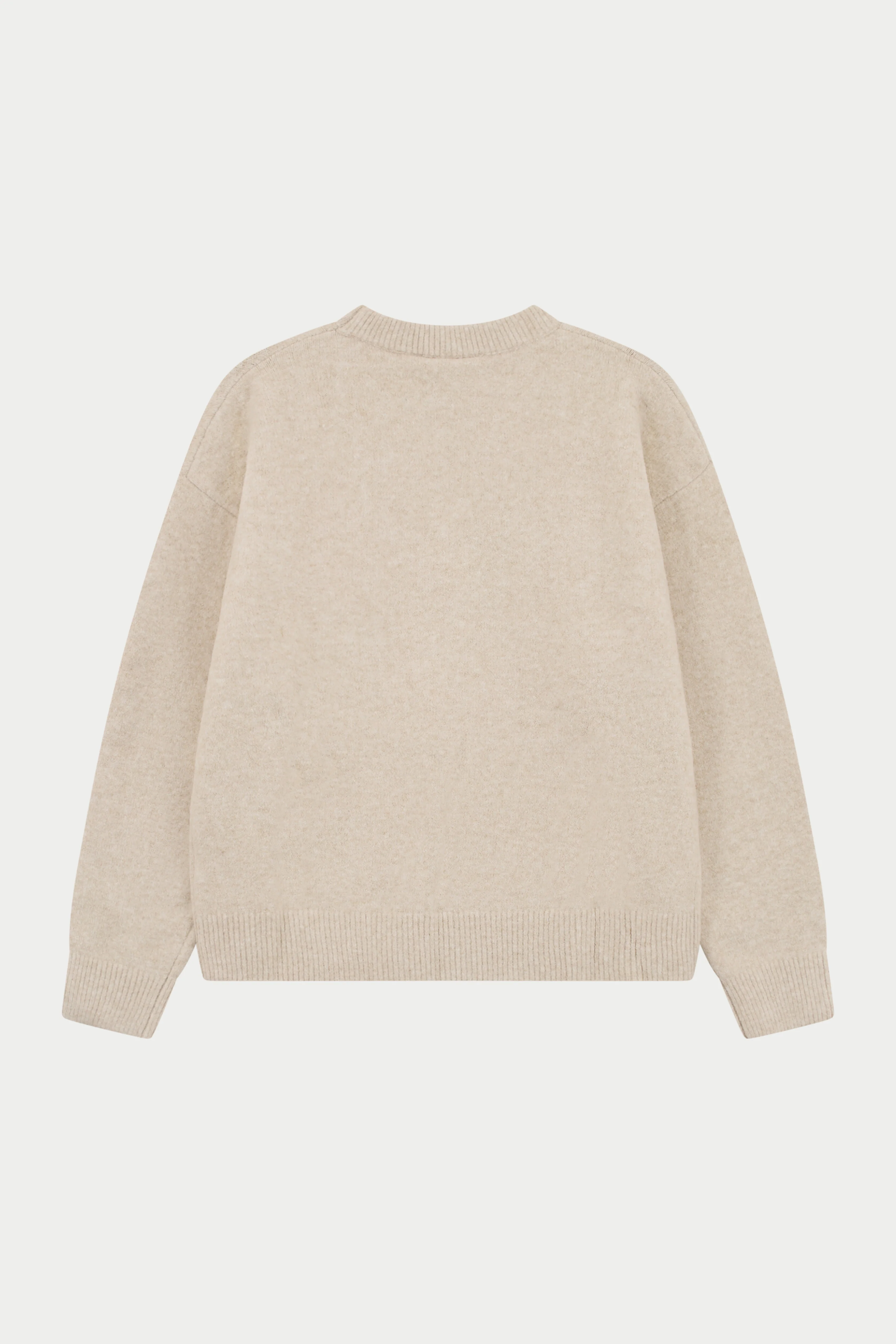 MONOGRAM EMBLEM FLUFFY KNIT CREW - BEIGE