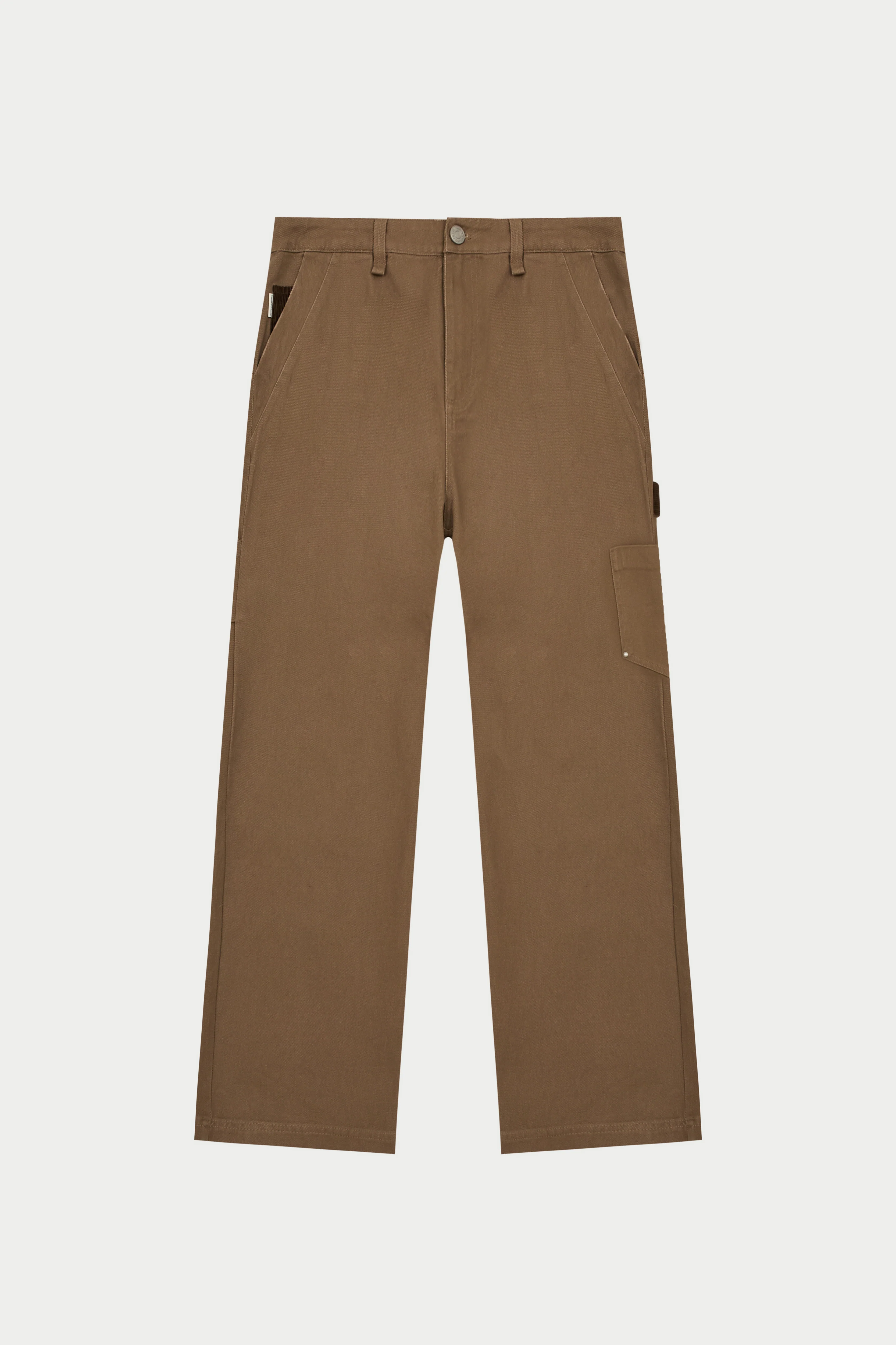 TWILL DOUBLE PATCH TROUSER - WASHED BROWN