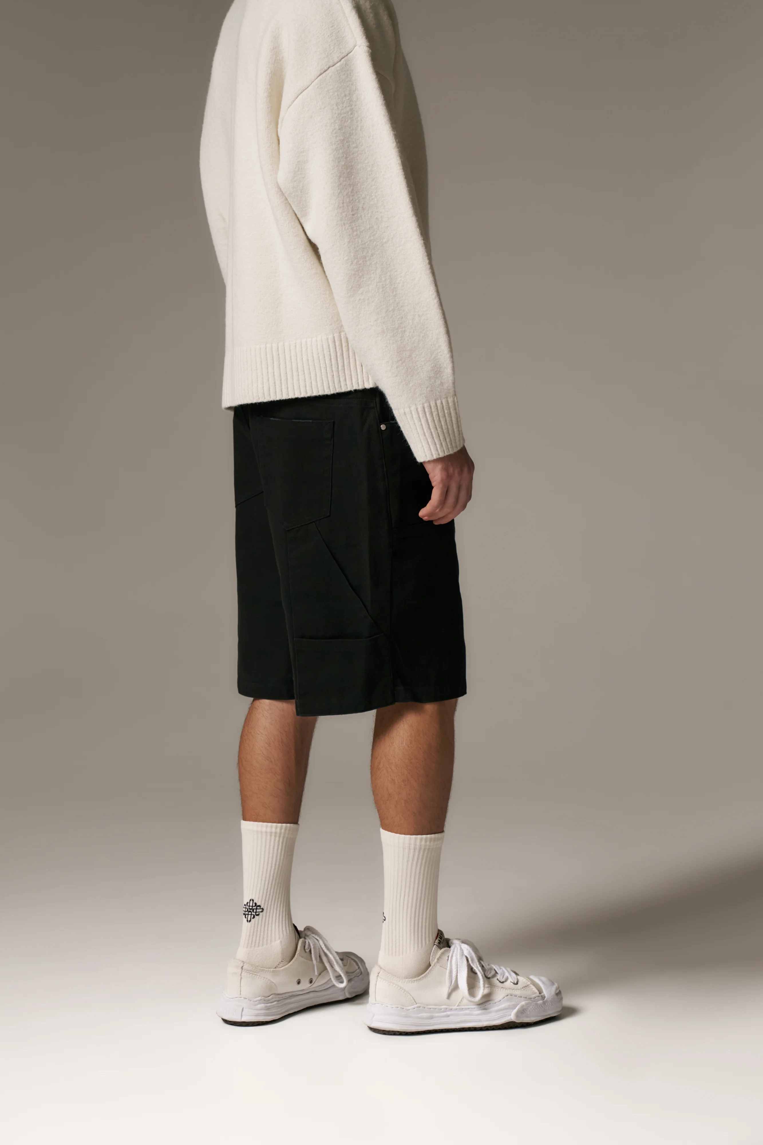 TWILL CARPENTER SHORTS - BLACK