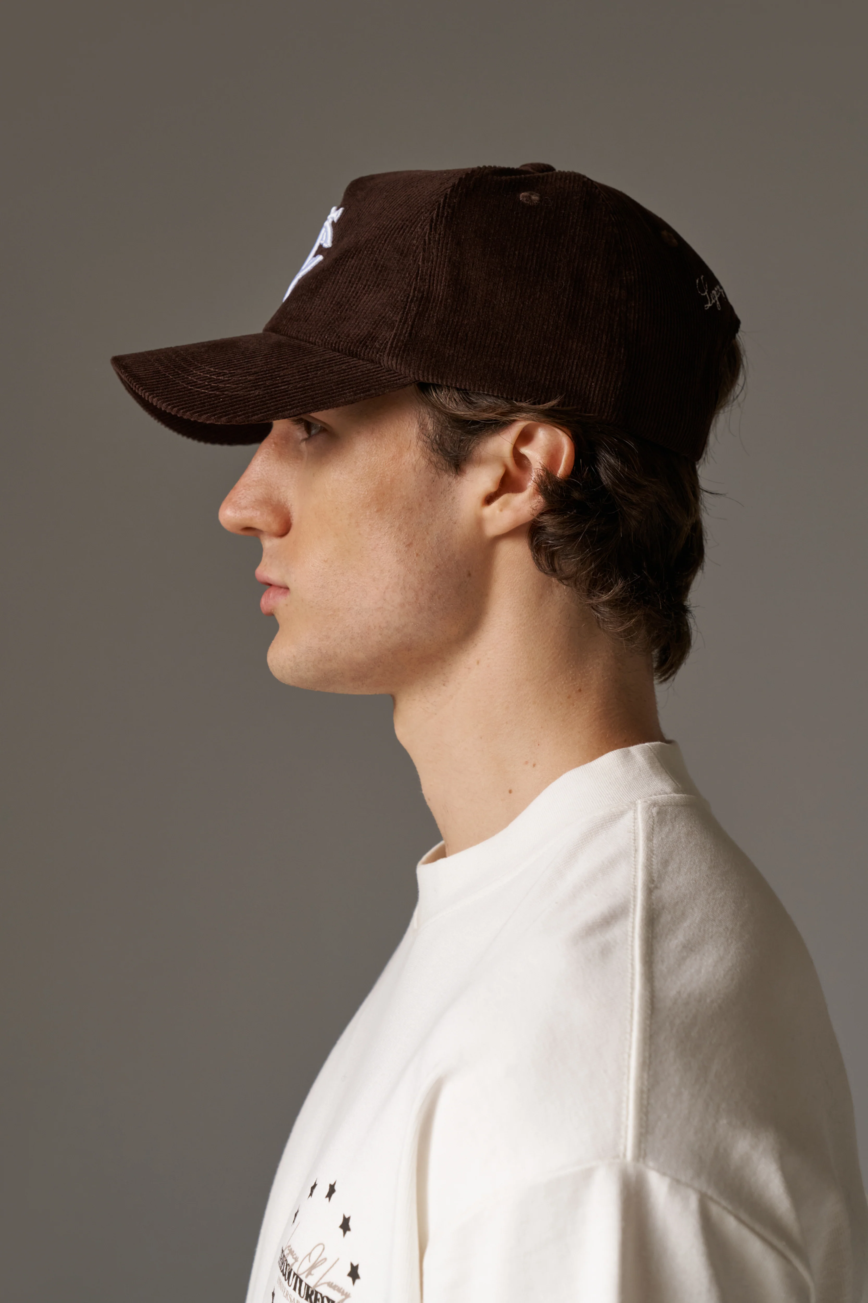 MONOGRAM EMBLEM CORD CAP - BROWN