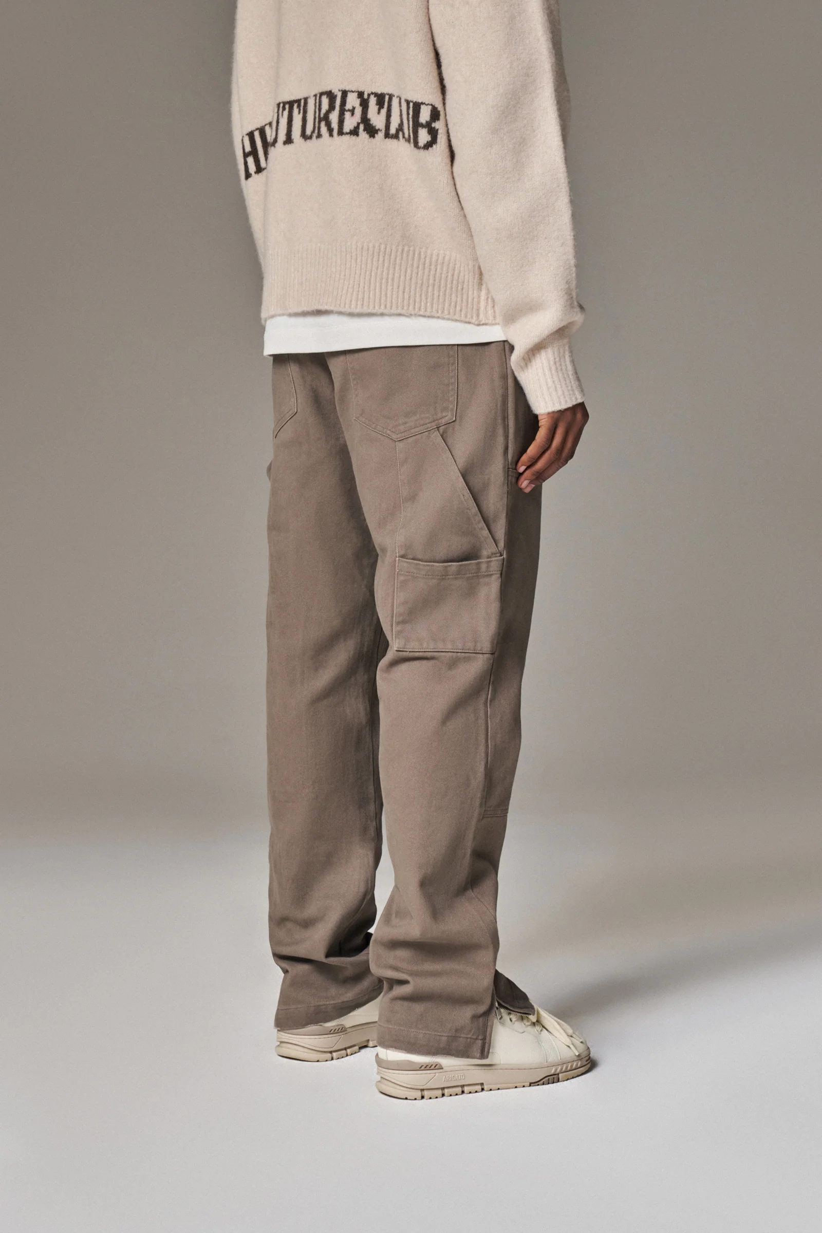 TWILL RIVET DETAIL CARPENTER PANT - BROWN