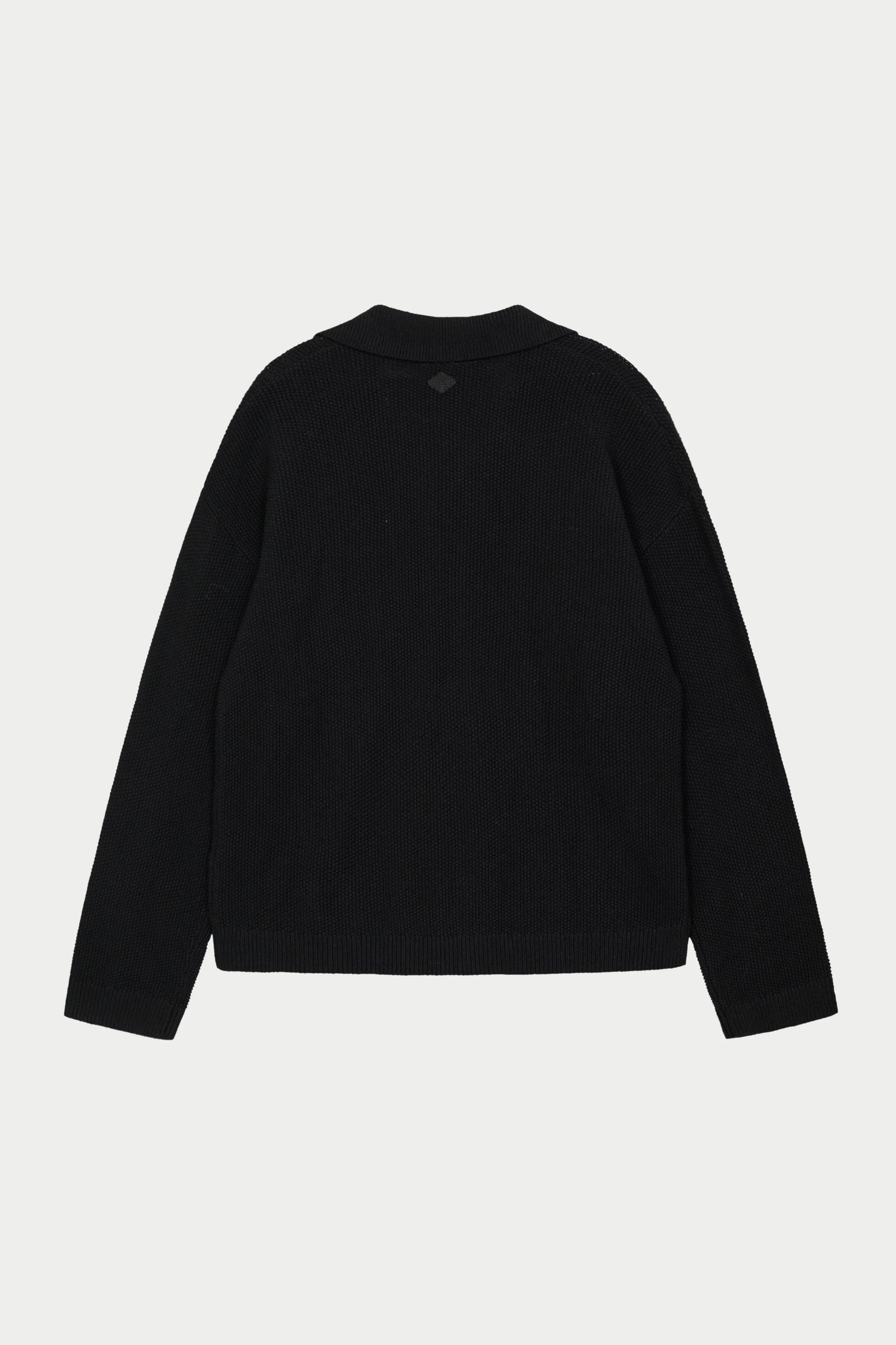 CROCHET KNITTED EMBLEM POCKET SHIRT - BLACK