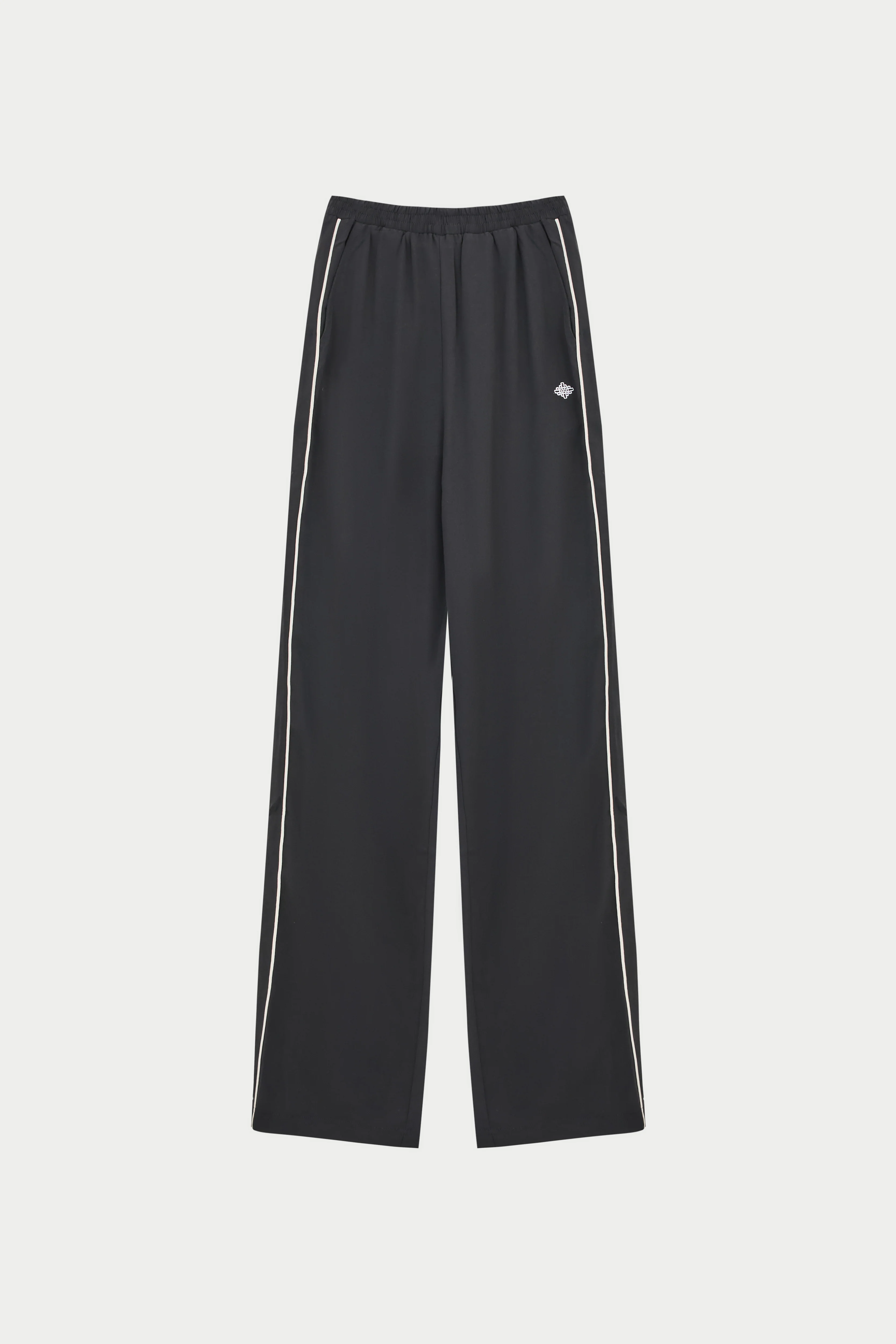 EMBLEM PIPED STRAIGHT LEG JOGGERS - BLACK