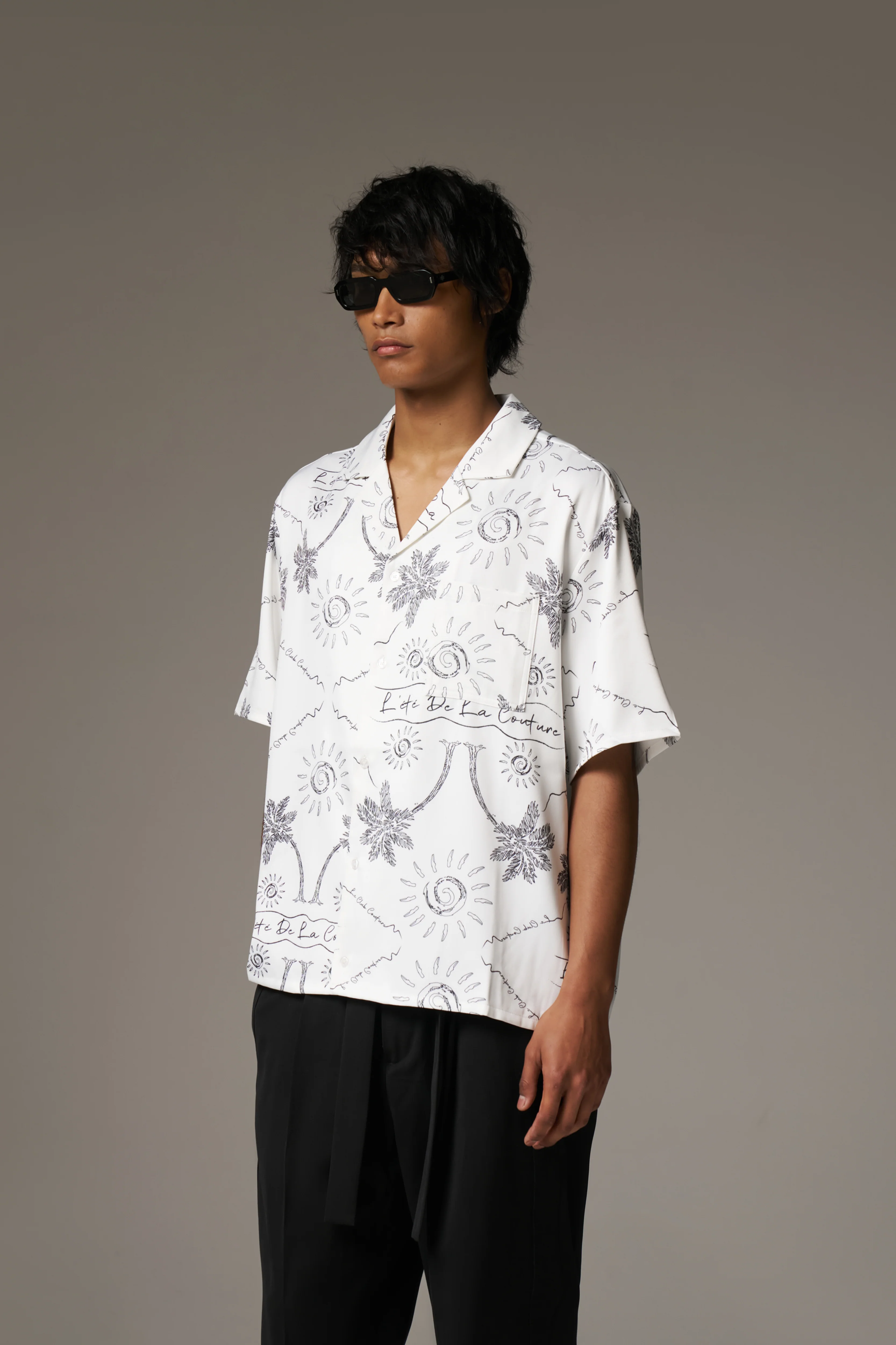 PALM PRINT SHIRT - WHITE