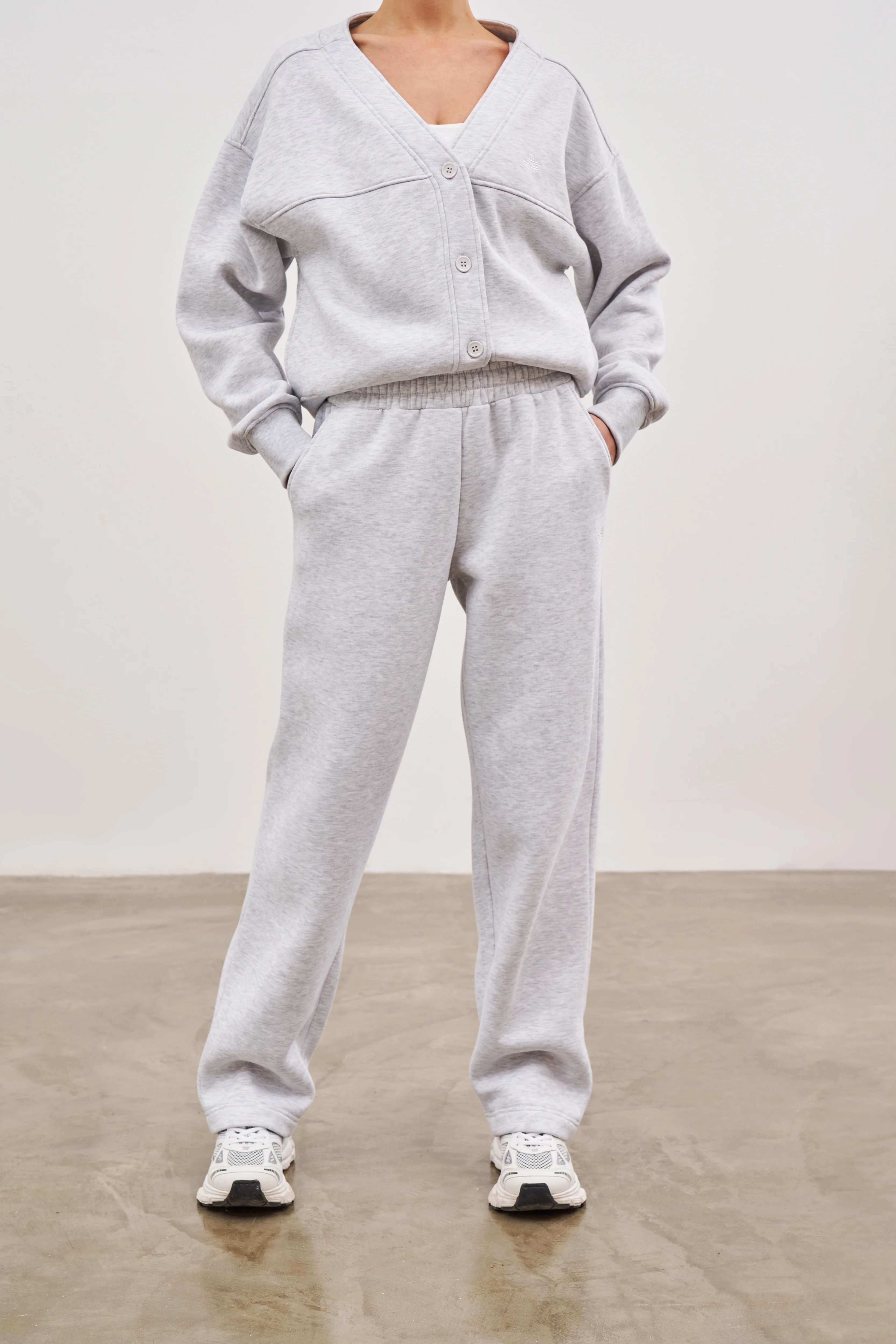 RELAXED TAPERED LEG JOGGERS - GREY MARL
