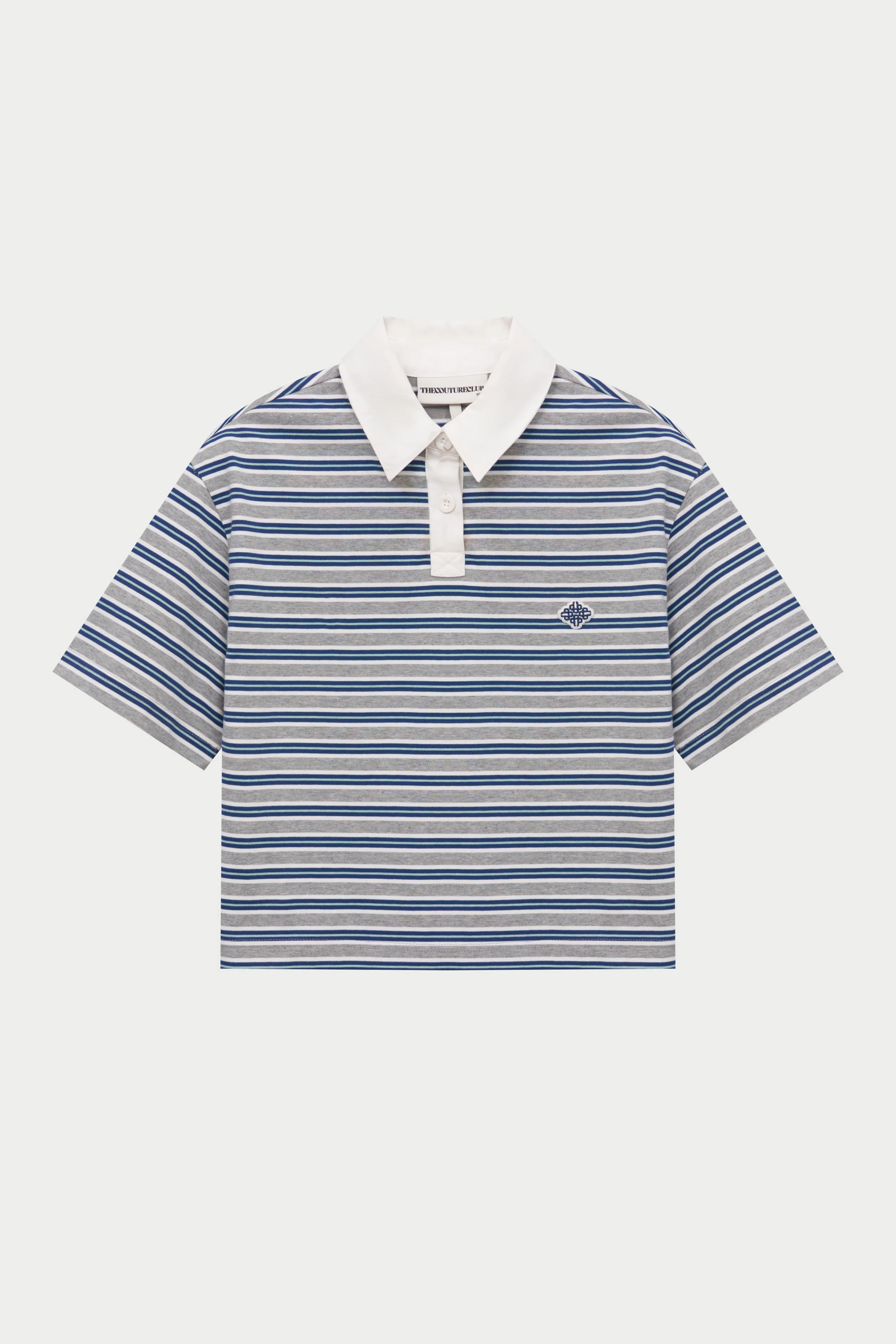 STRIPED POLO TEE - GREY