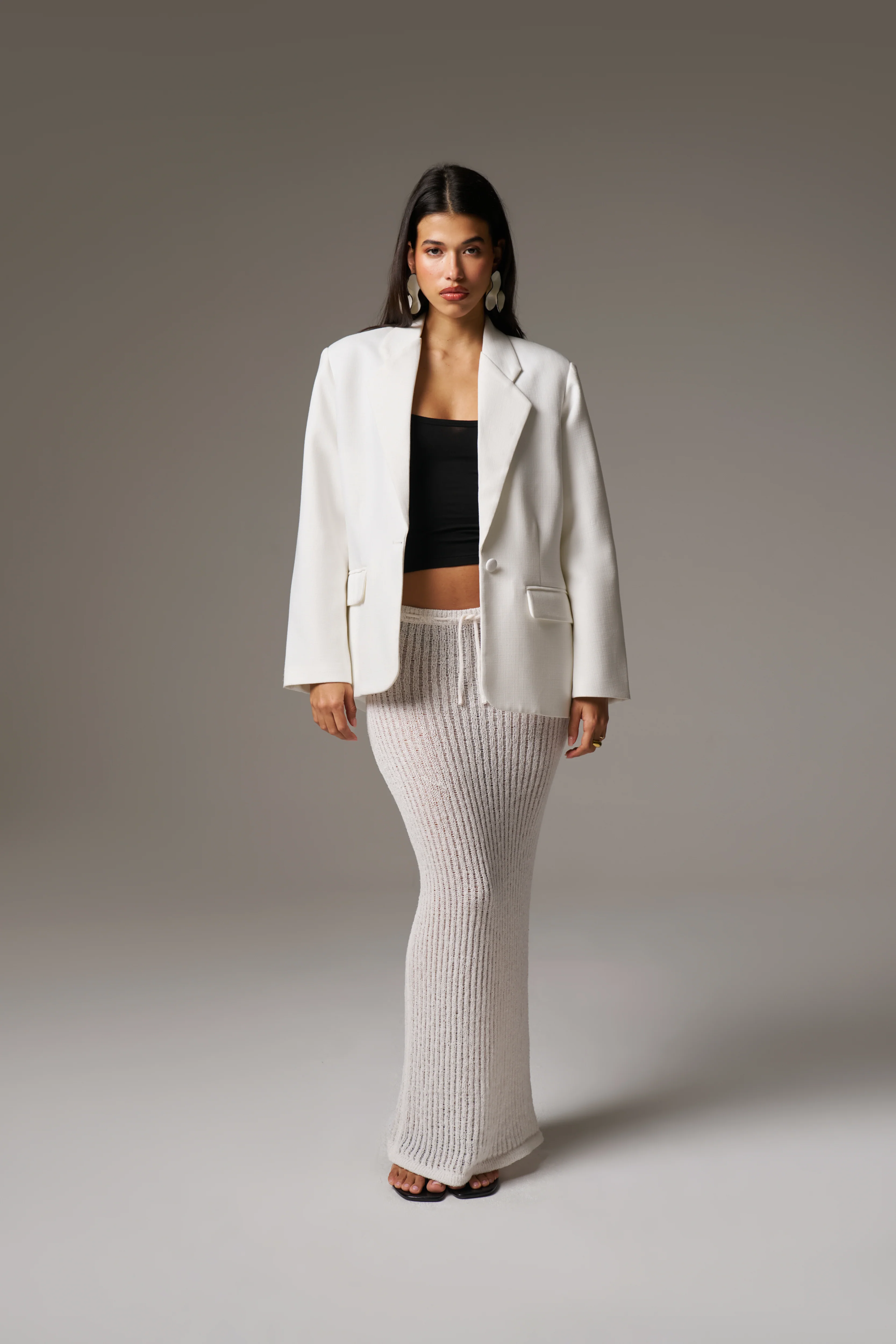 SLUB EMBLEM LABEL VEST TOP - BLACK