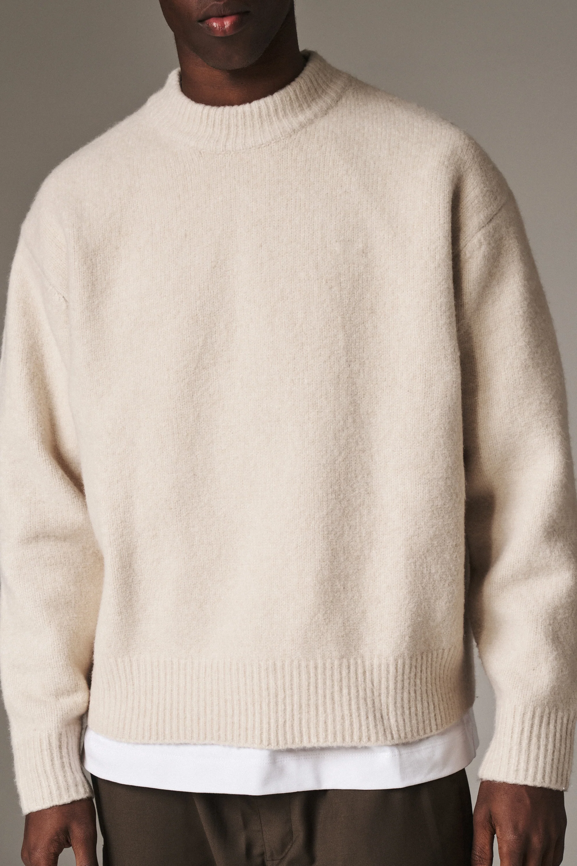 COPYRIGHT BRUSHED KNIT JUMPER - OFF WHITE
