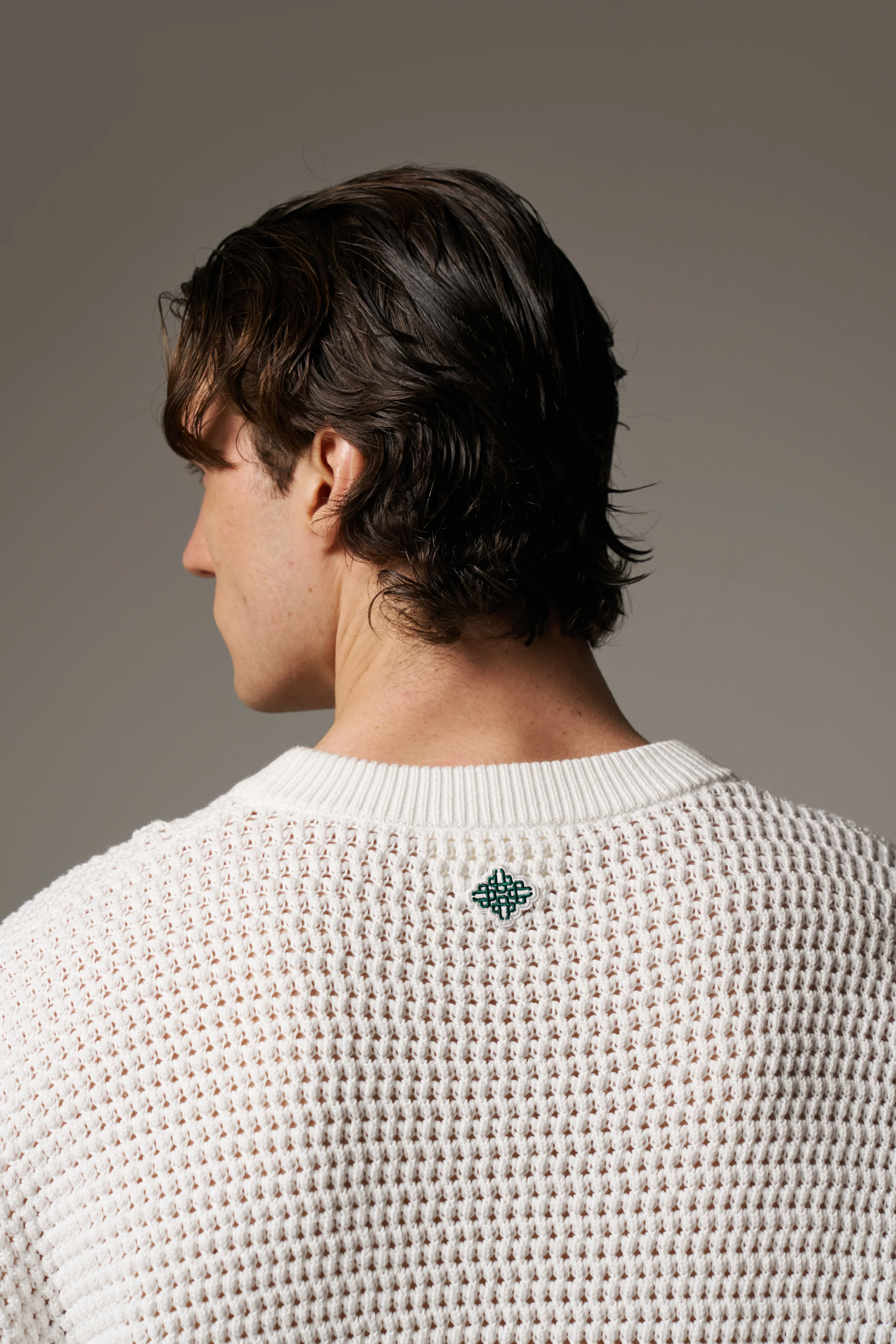 STRIPE CROCHET KNIT VEST - WHITE