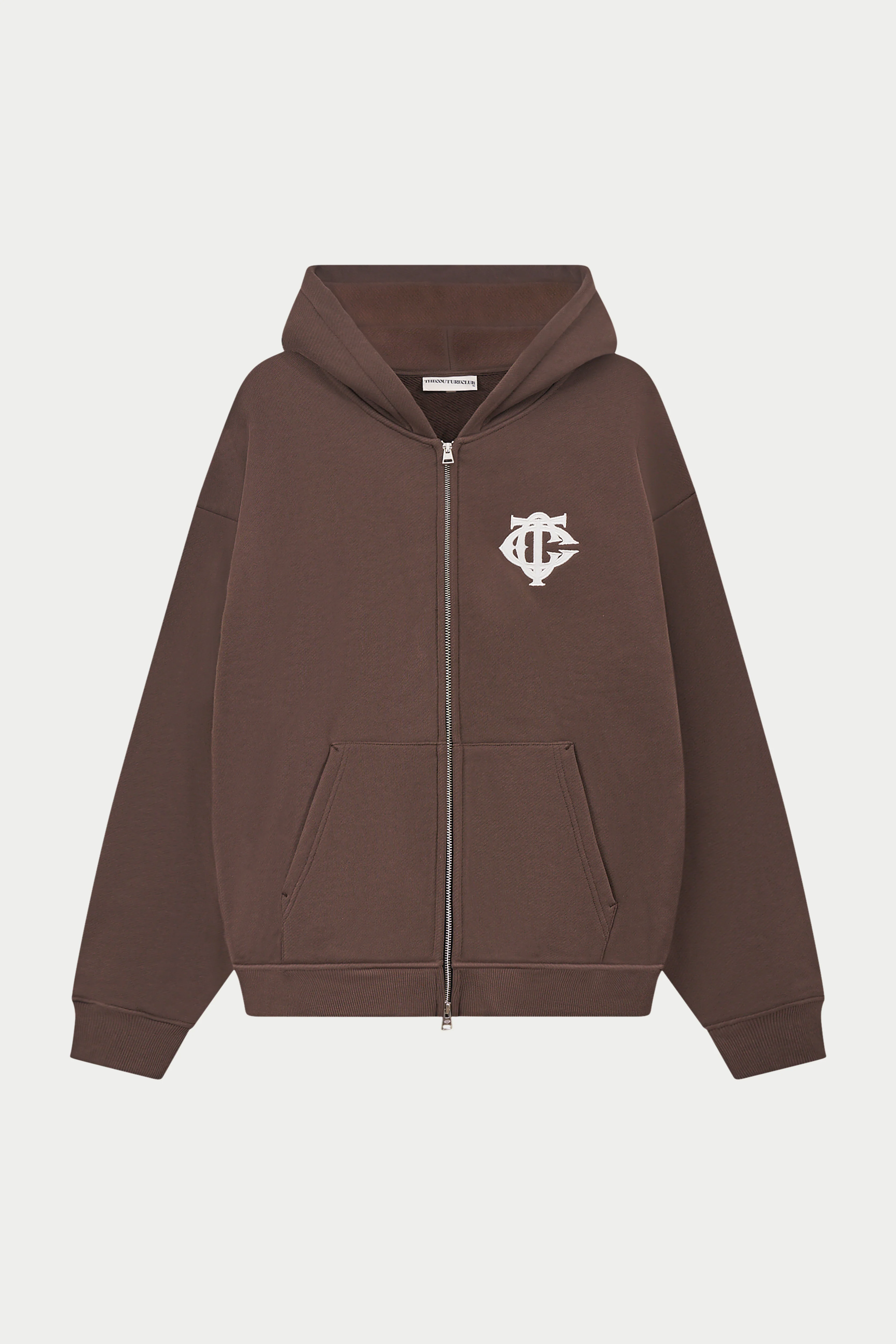 HEAVYWEIGHT MONOGRAM EMBLEM ZIP THROUGH - BROWN