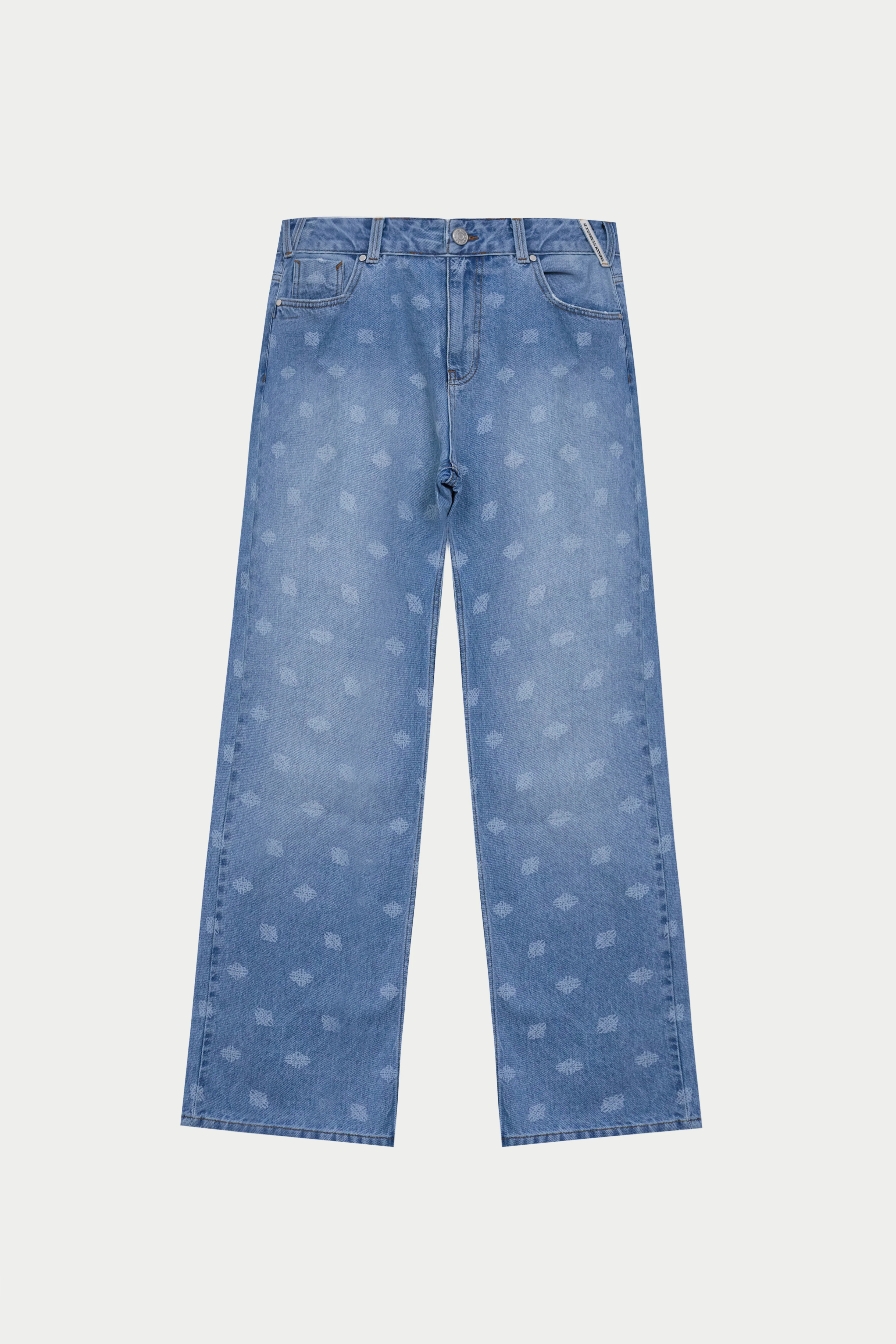 LASER PRINT EMBLEM JEANS - BLUE WASH