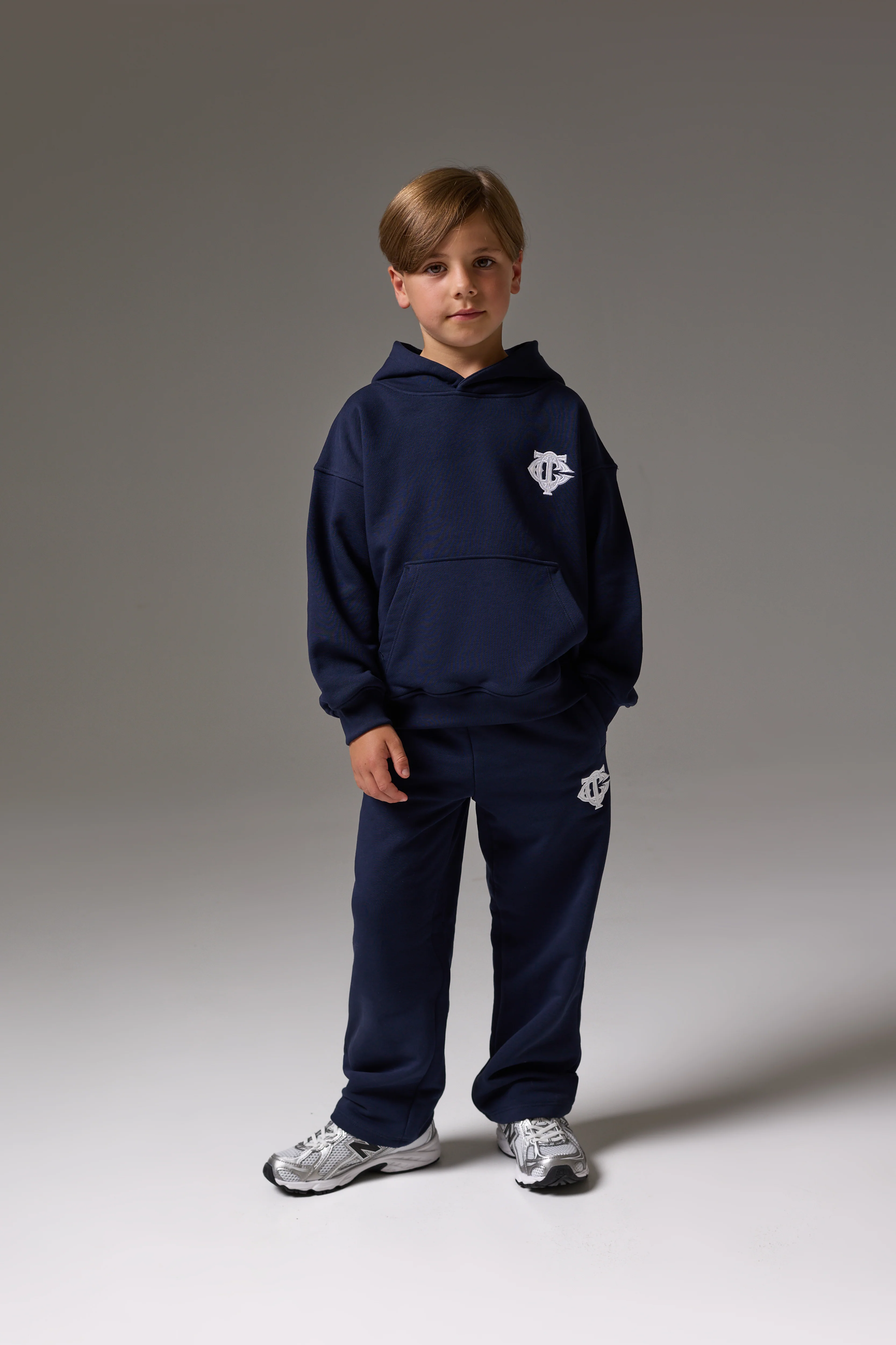 JUNIOR MONOGRAM EMBLEM APPLIQUE HOODIE - NAVY