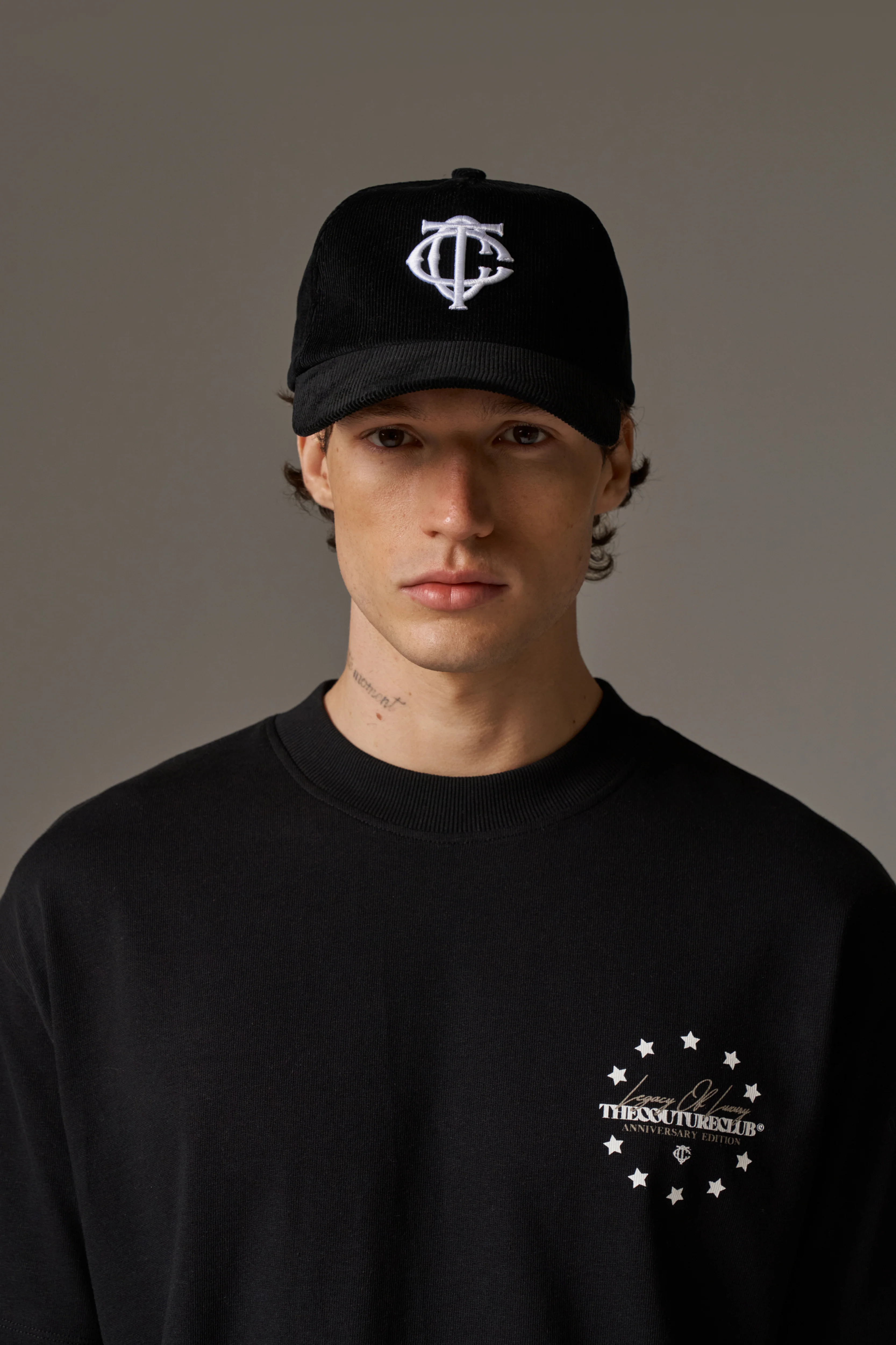 MONOGRAM EMBLEM CORD CAP - BLACK