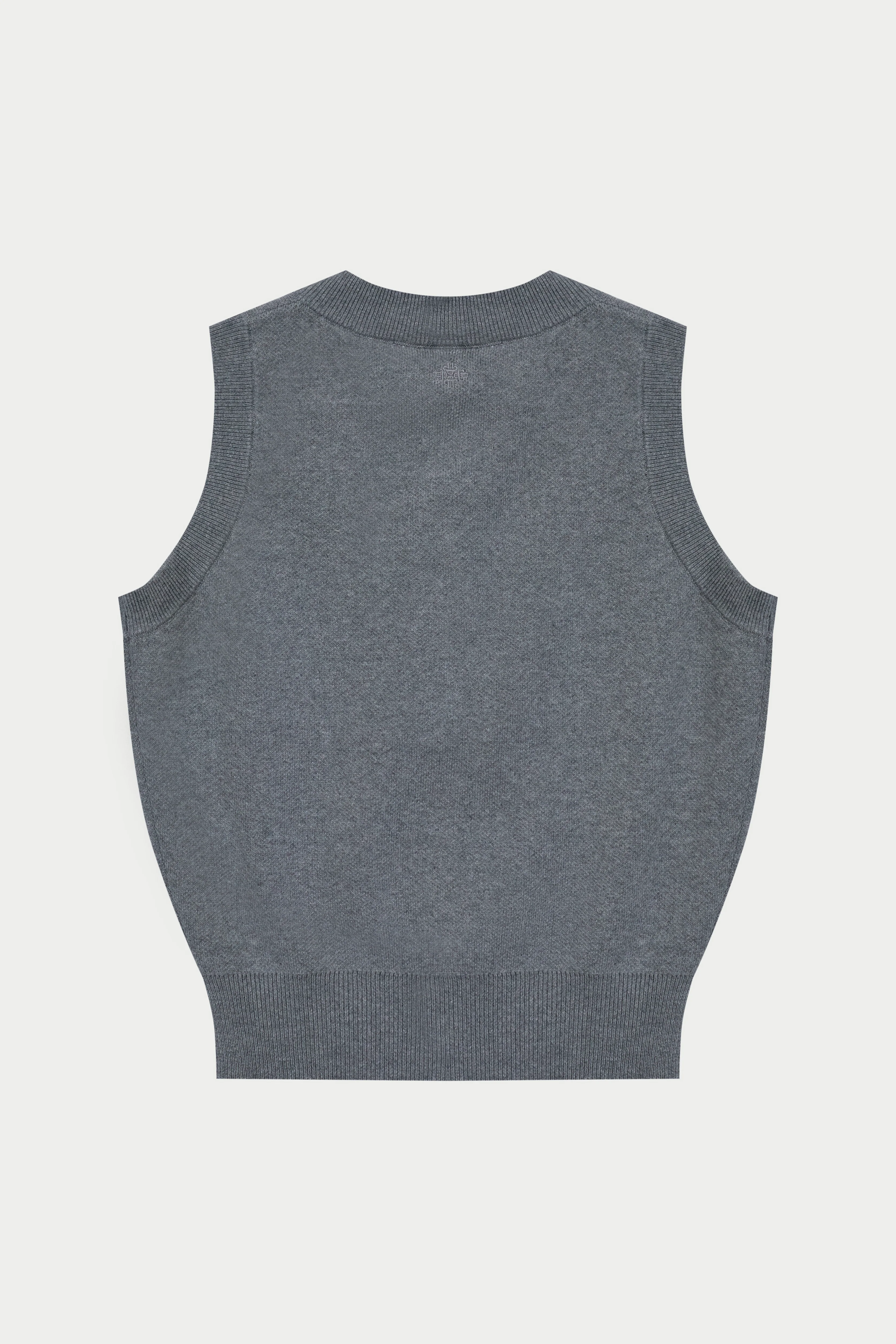 KNIT BUTTON THROUGH TOP - GREY MARL