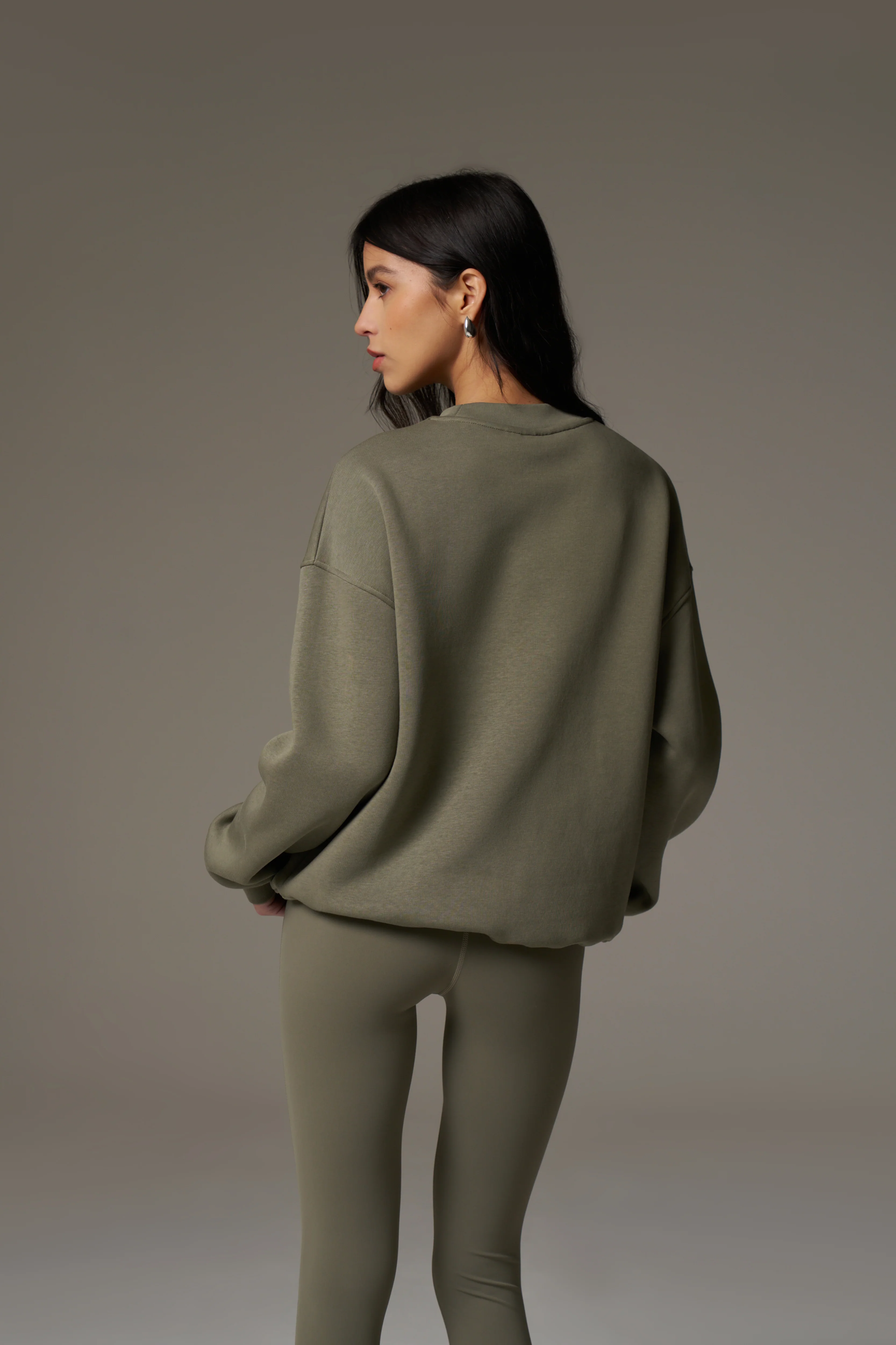 EMBLEM EMBROIDERED SWEATSHIRT - KHAKI