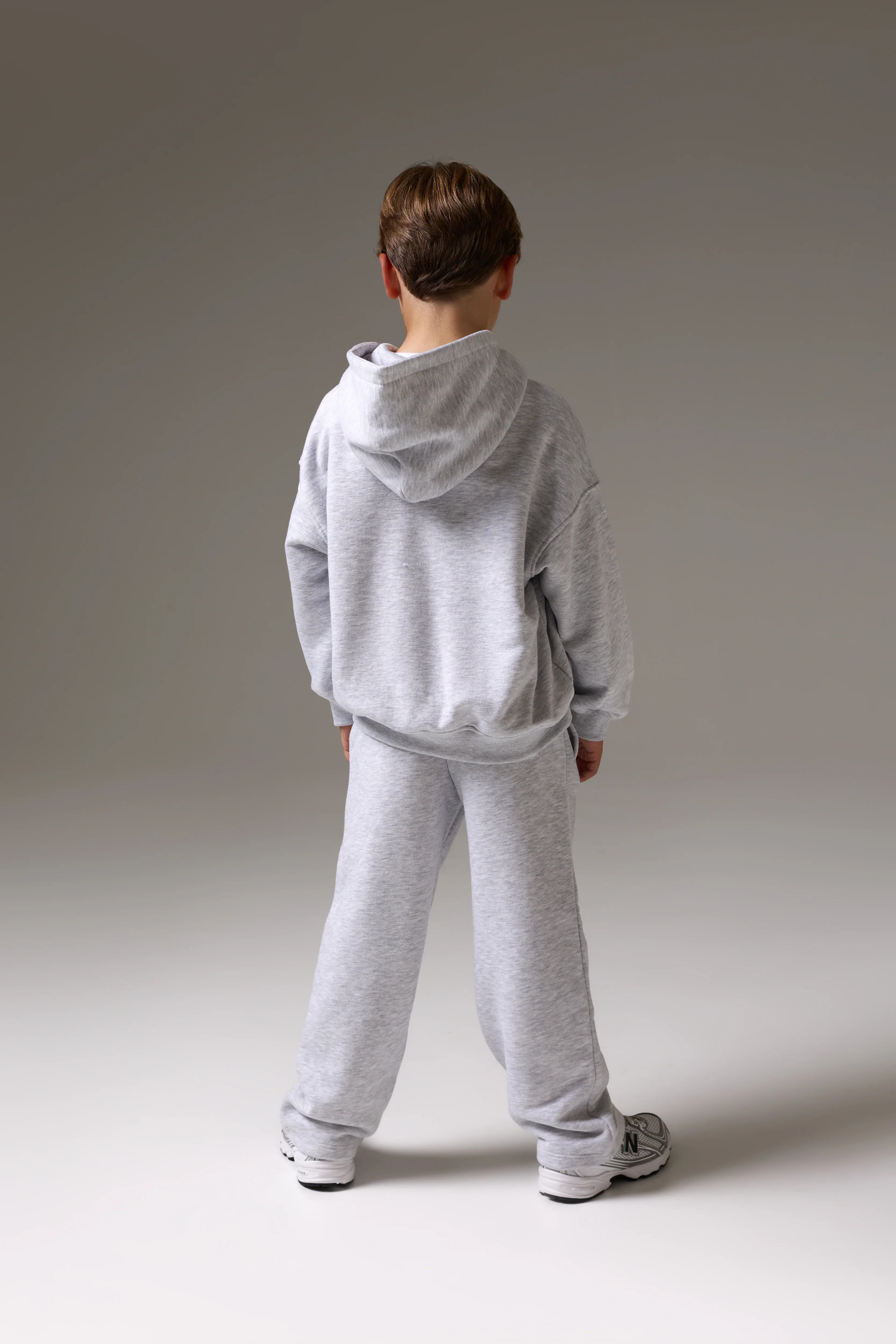 JUNIOR ZIP THROUGH MONOGRAM EMBLEM APPLIQUE HOODIE - GREY MARL