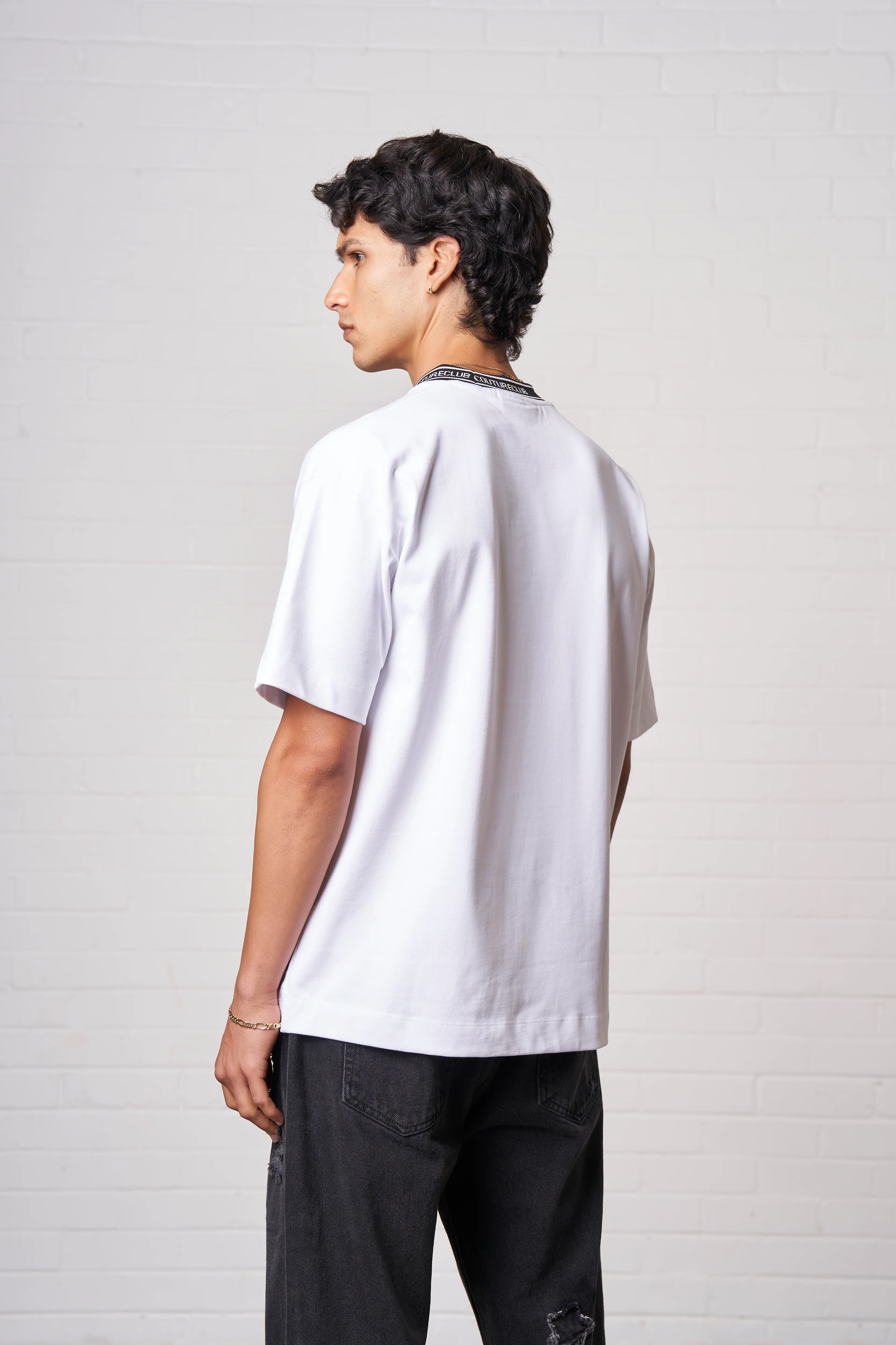 JACQUARD COLLAR T-SHIRT - WHITE