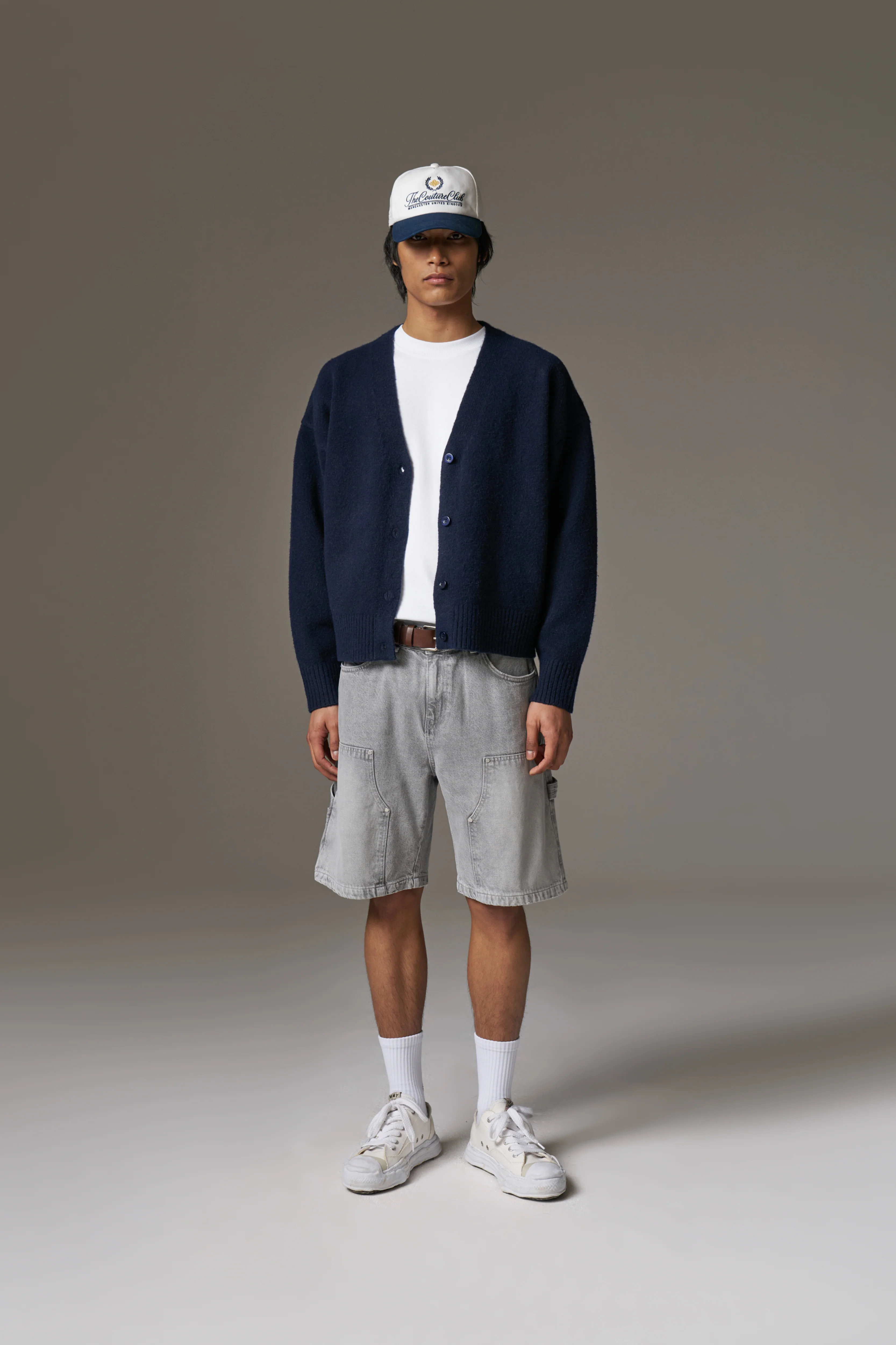 DENIM CARPENTER SHORTS - GREY WASH