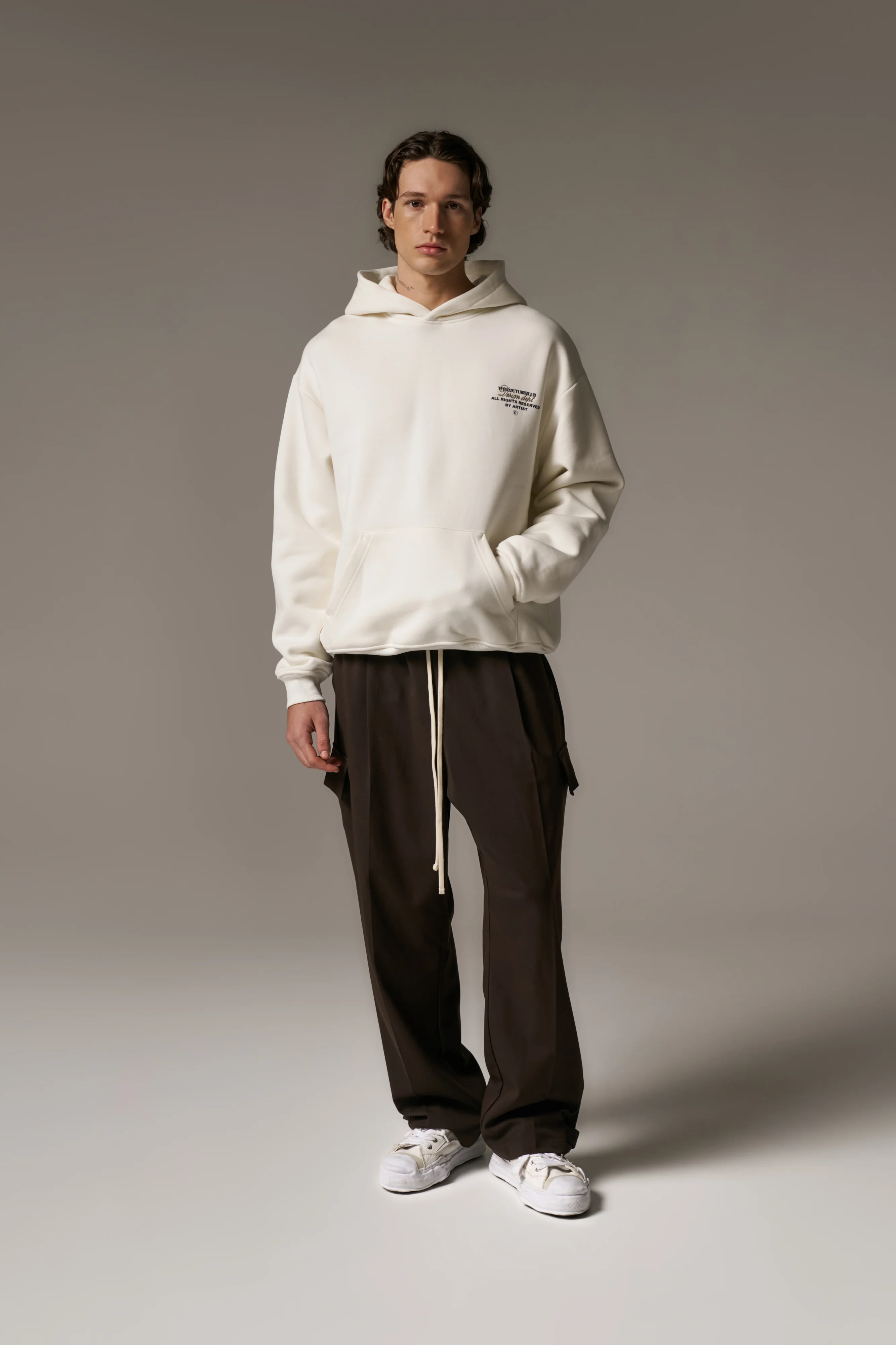 DESIGN DEPARTMENT CHEST PRINT HOODIE - OFF WHITE