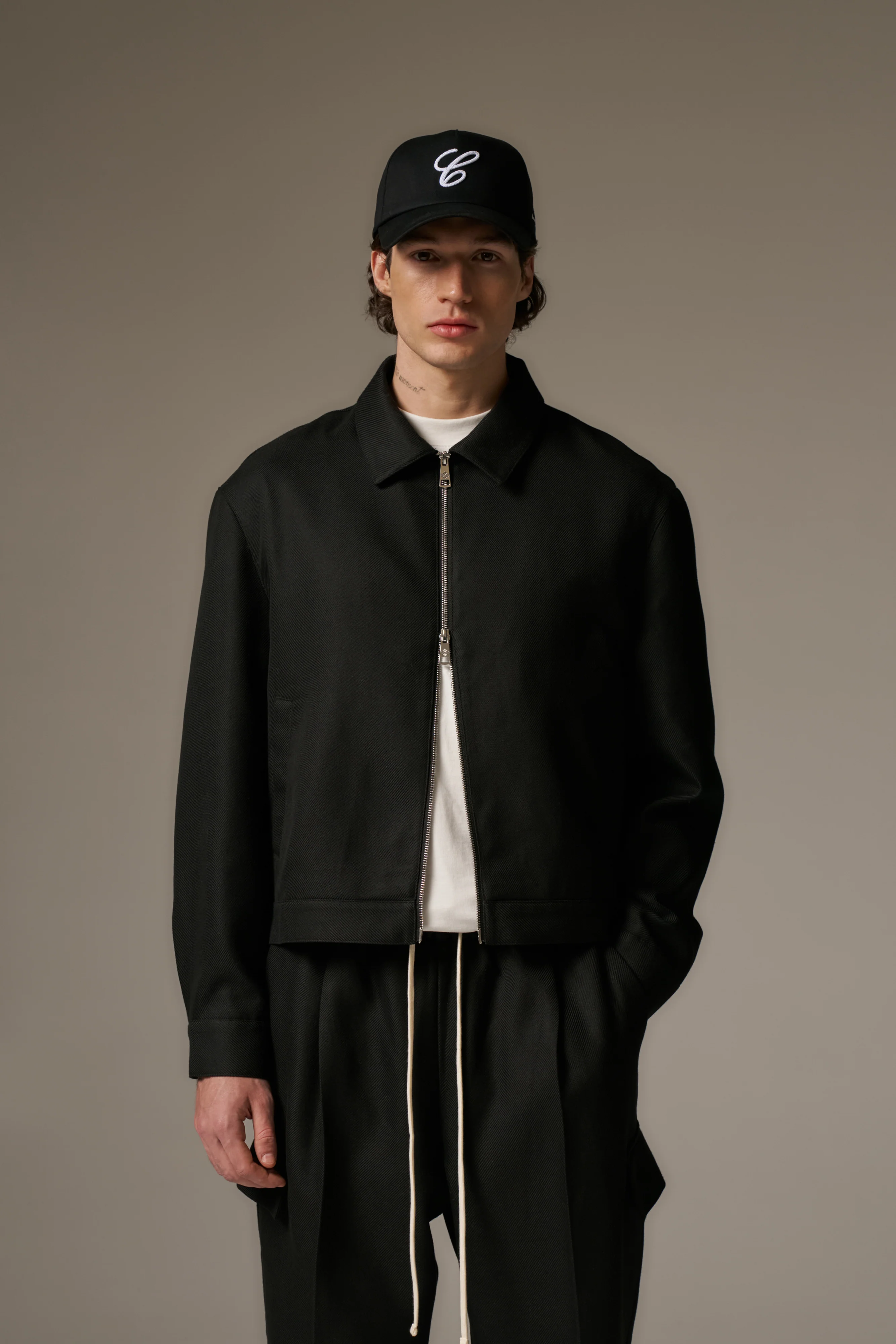 TAILORED WOOL BLEND JACKET - BLACK