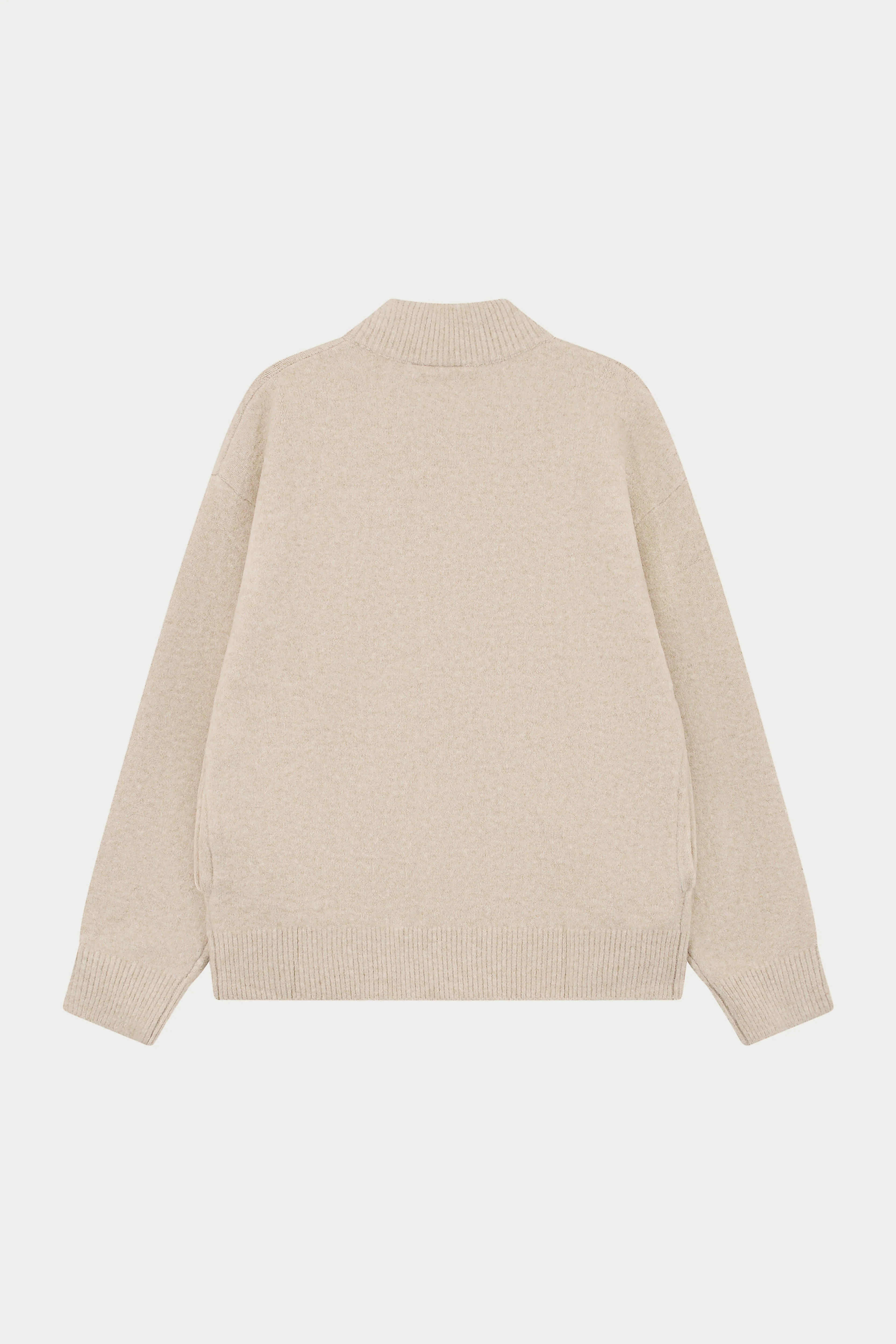 MONOGRAM EMBLEM FLUFFY KNIT ZIP THROUGH - BEIGE