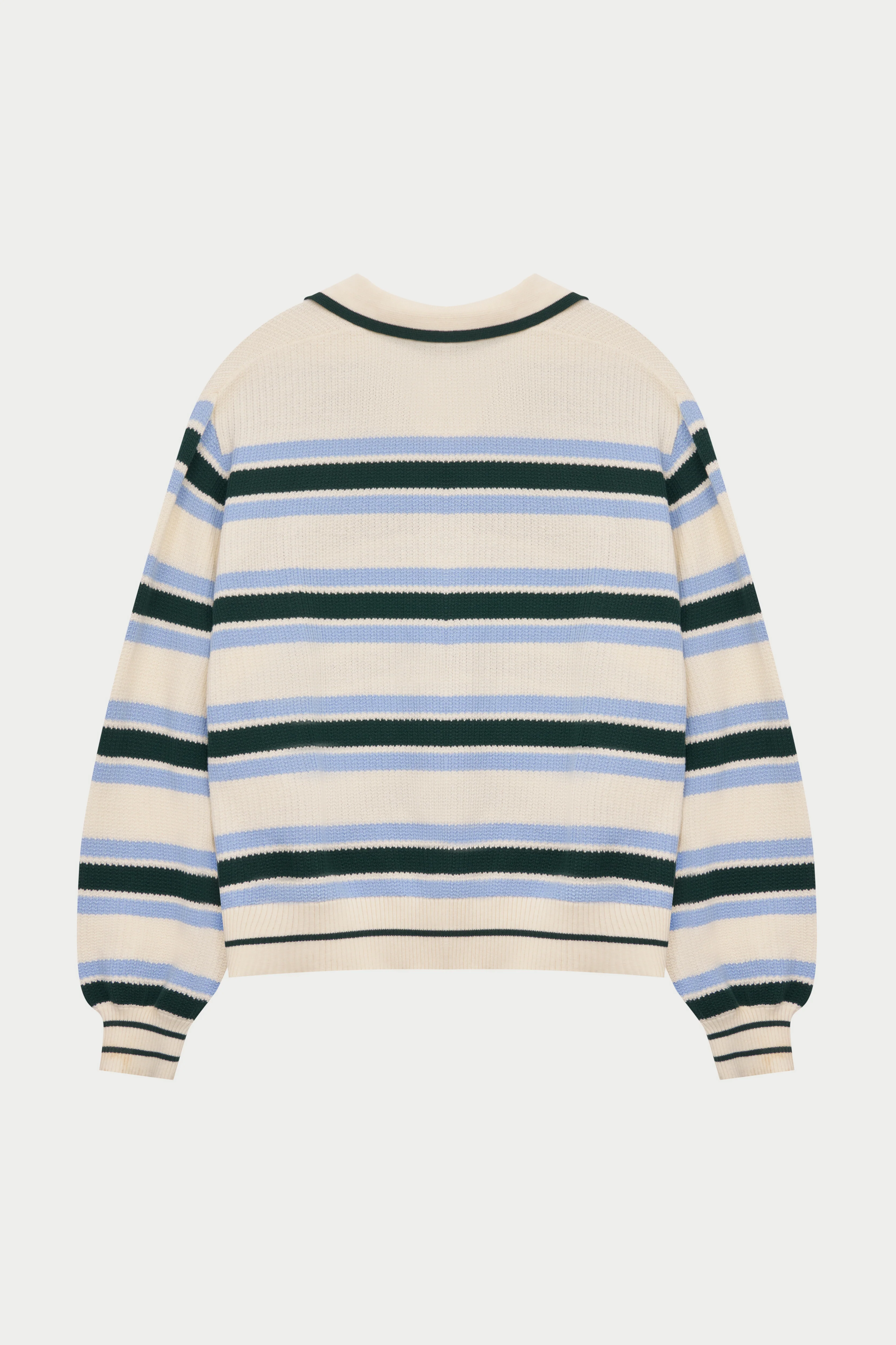 STRIPE KNITTED POLO SWEATSHIRT - OFF WHITE