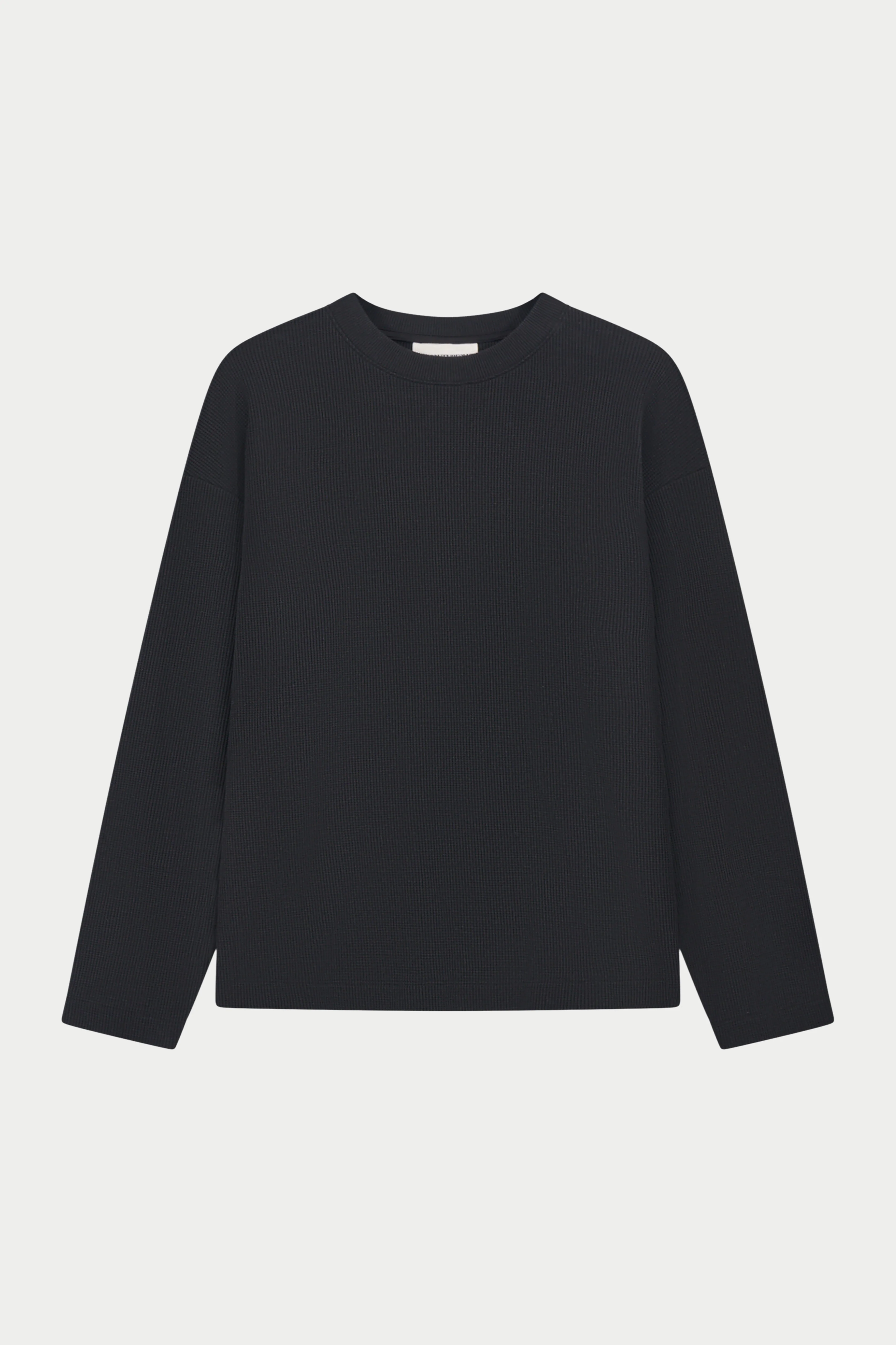 WAFFLE LONG SLEEVE T-SHIRT - BLACK