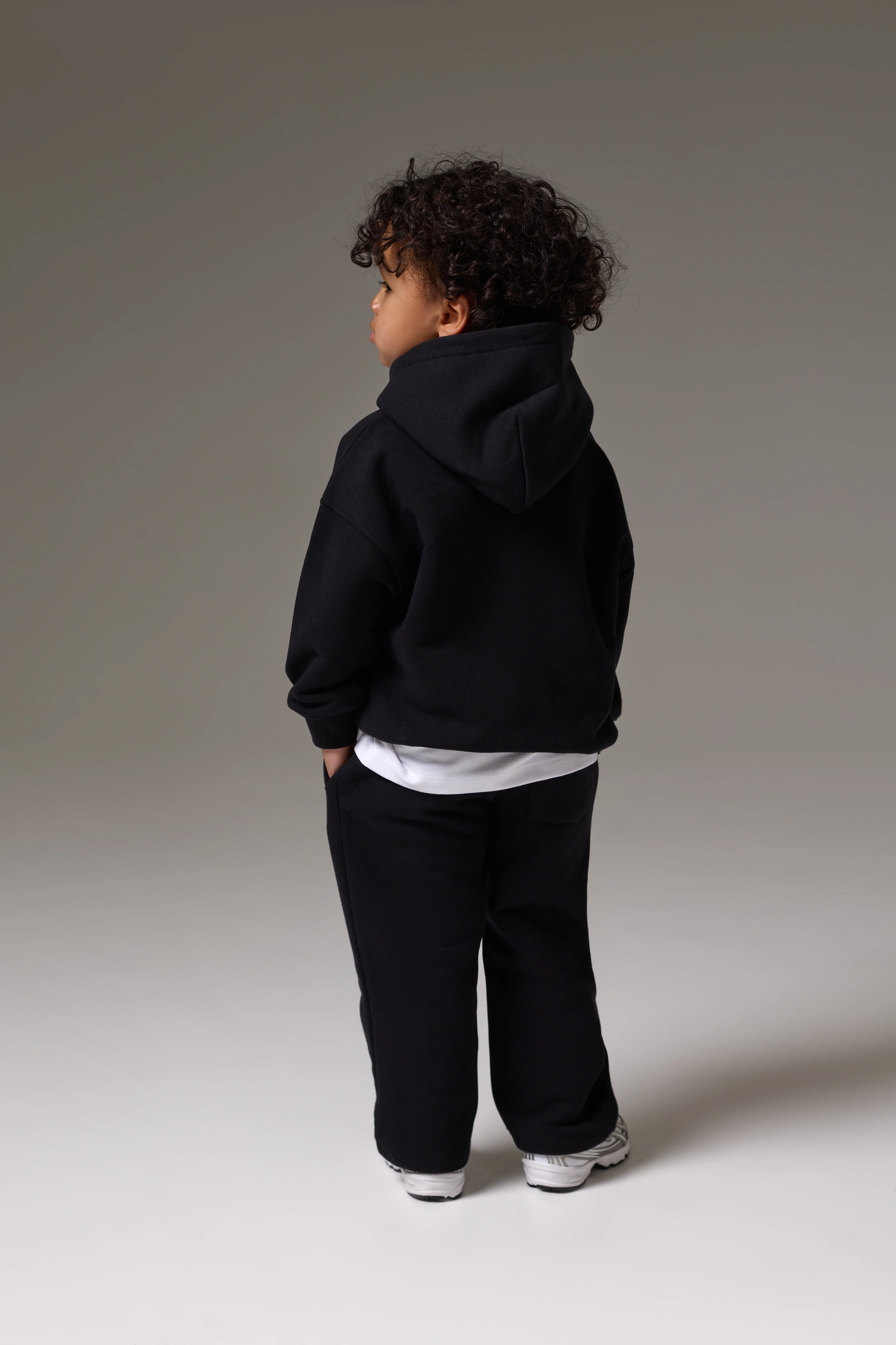 KIDS MONOGRAM EMBLEM APPLIQUE HOODIE - BLACK