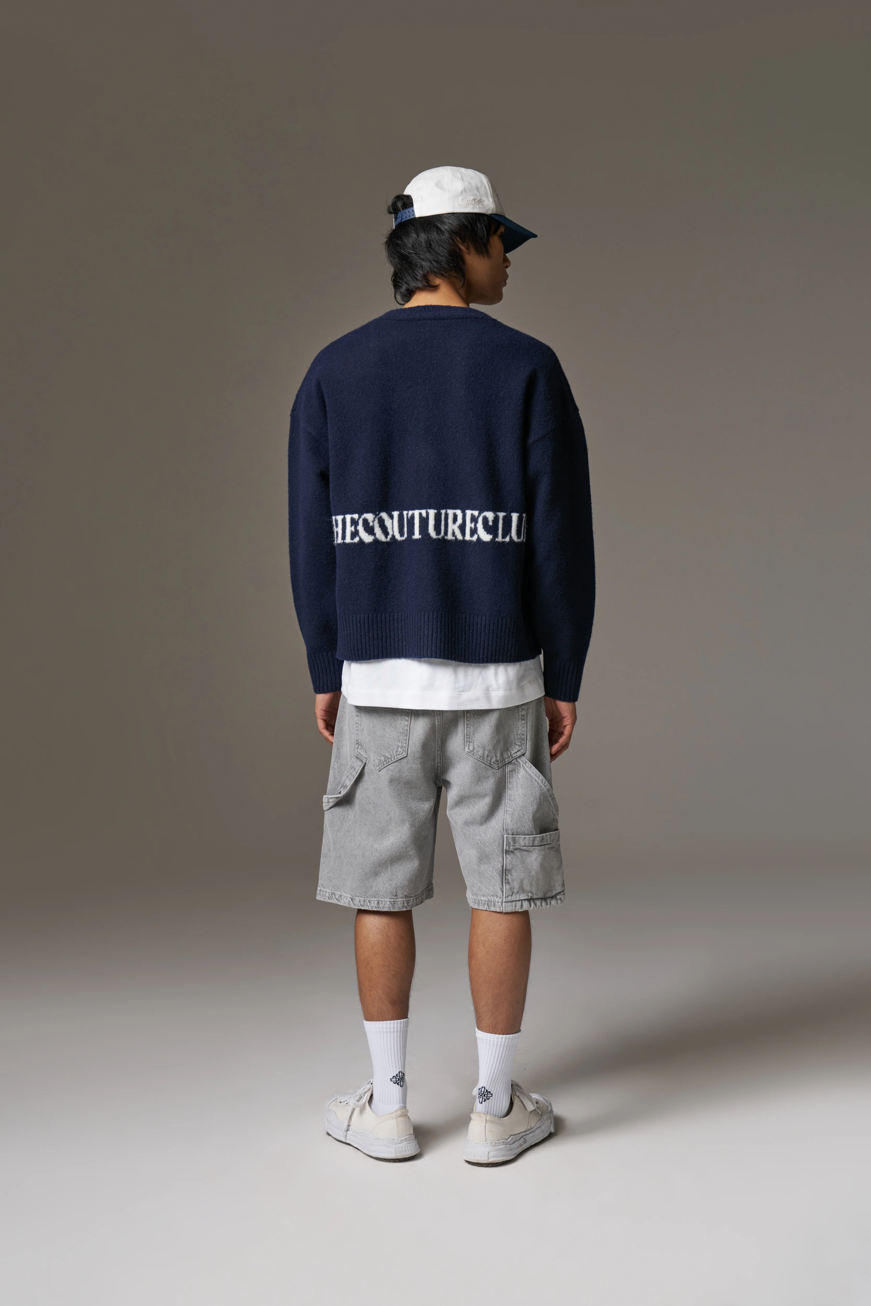 DENIM CARPENTER SHORTS - GREY WASH