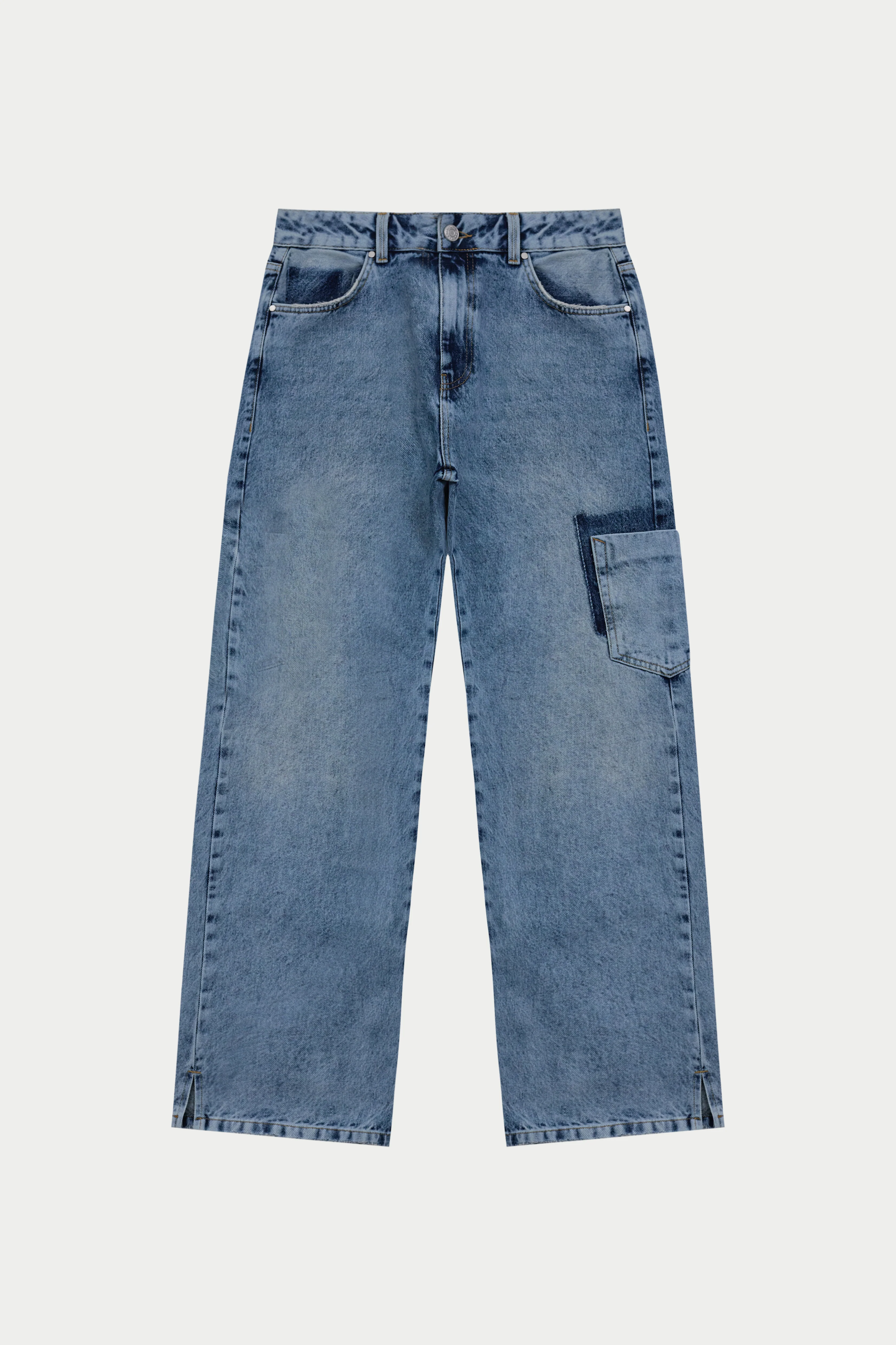 MULTI POCKET WASHED JEAN - BLUE WASH