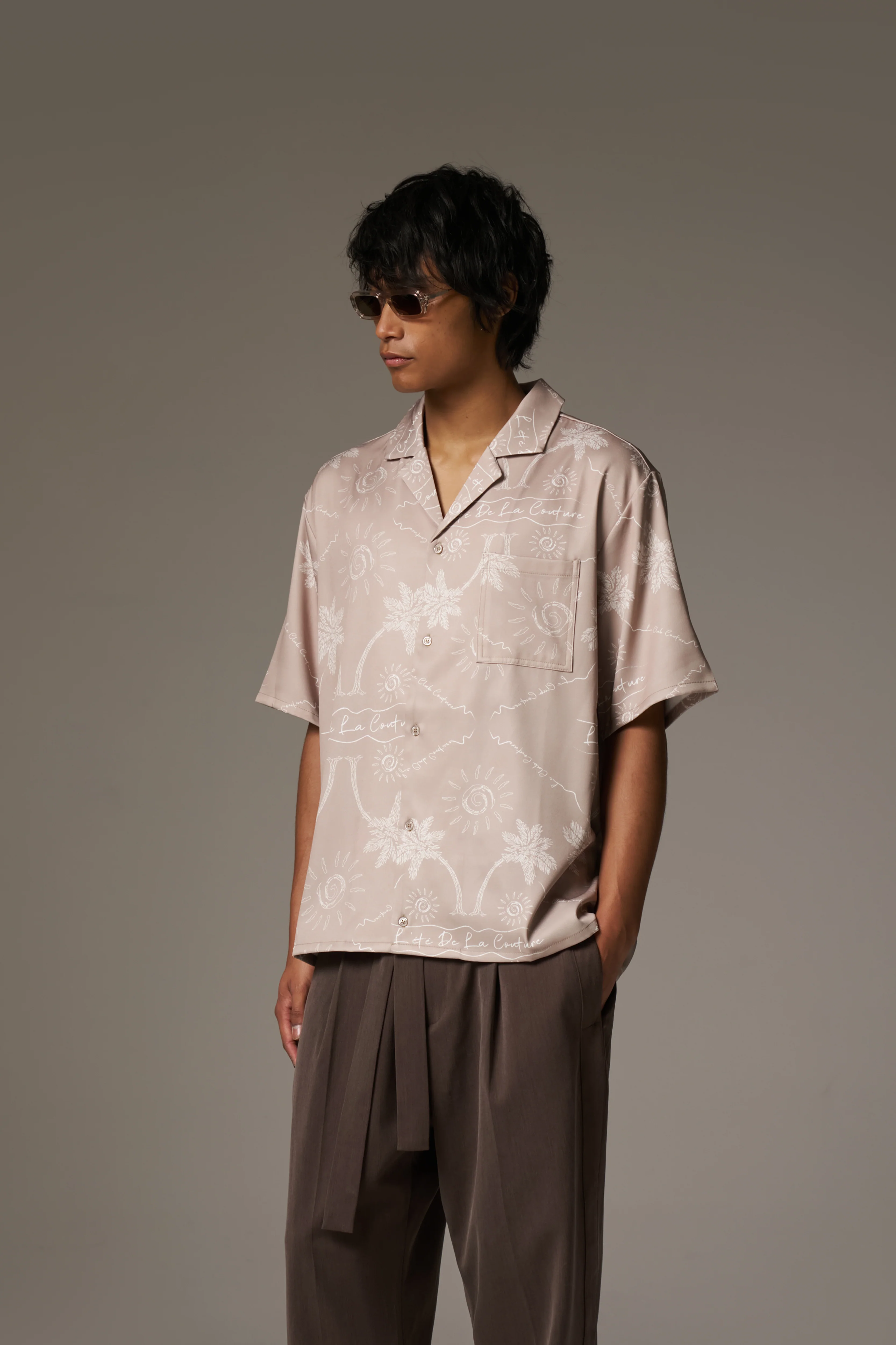 PALM PRINT SHIRT - BEIGE