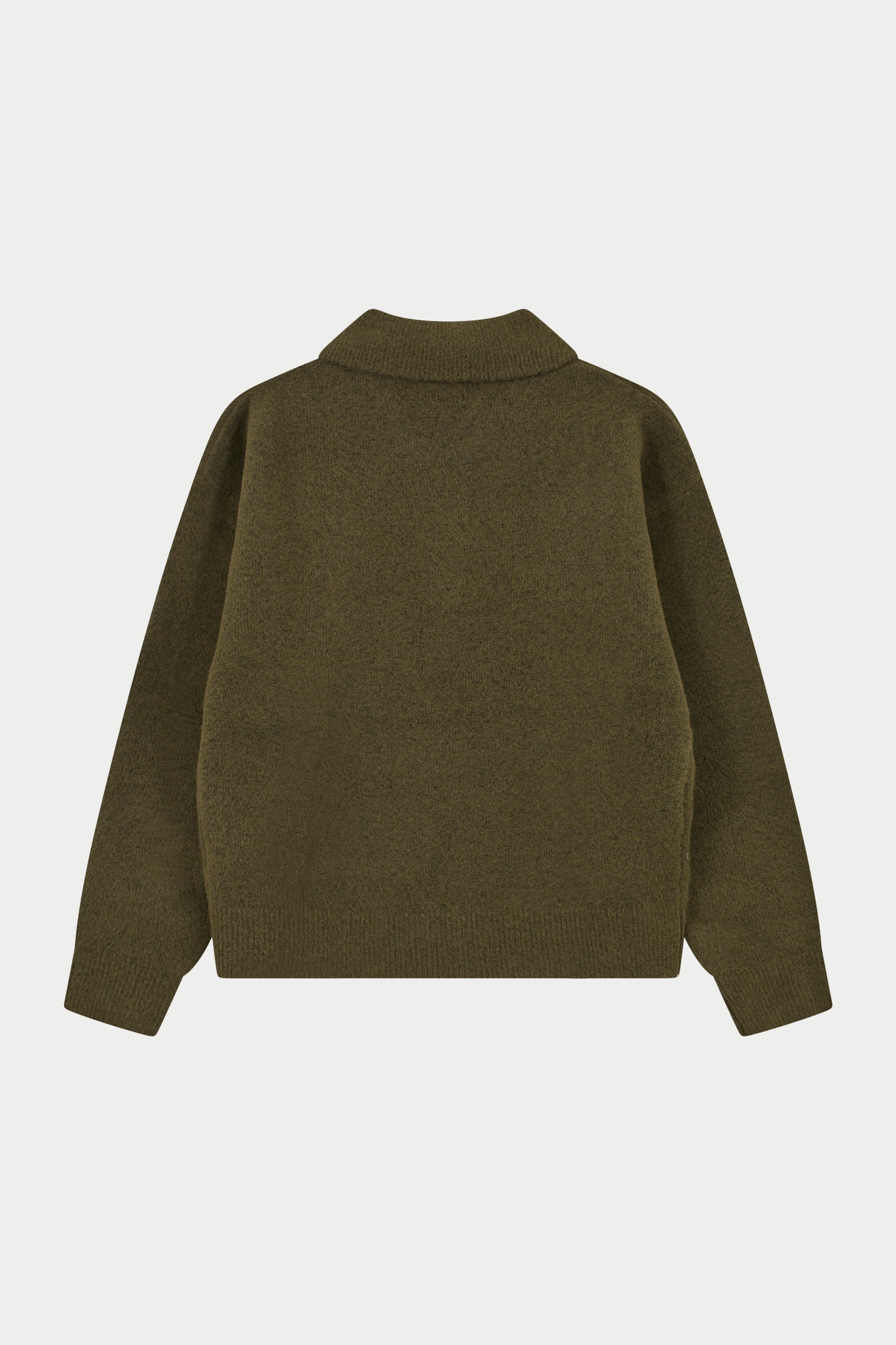 MONOGRAM EMBLEM FLUFFY KNIT POLO - KHAKI