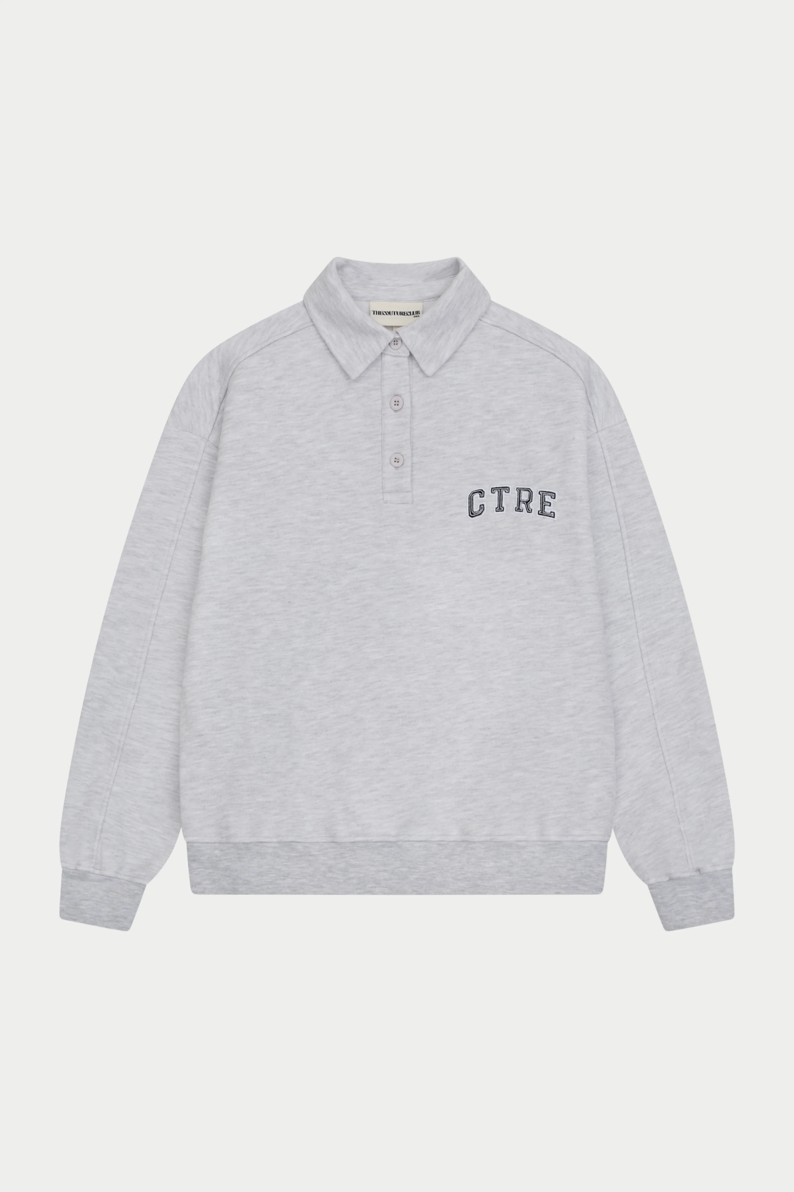 CTRE BUTTON THROUGH POLO - GREY MARL