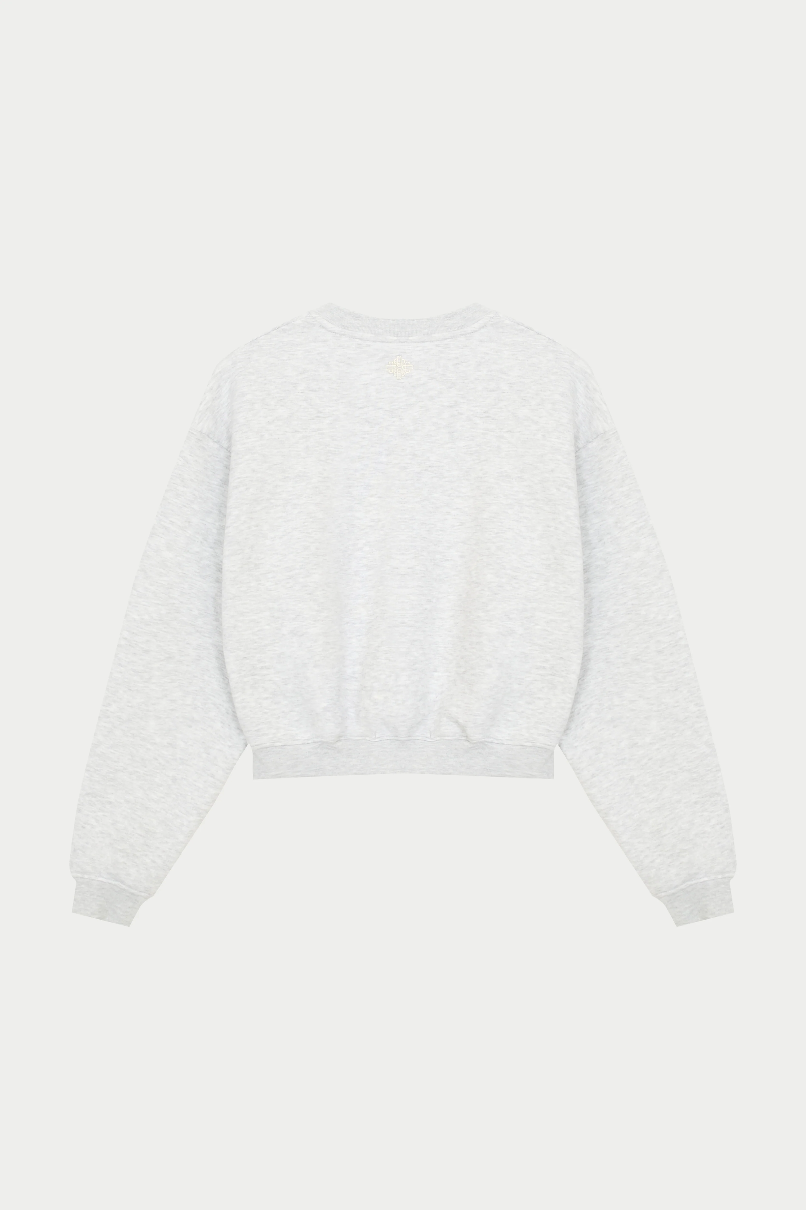 EMBROIDERED CREST SWEATSHIRT - GREY MARL