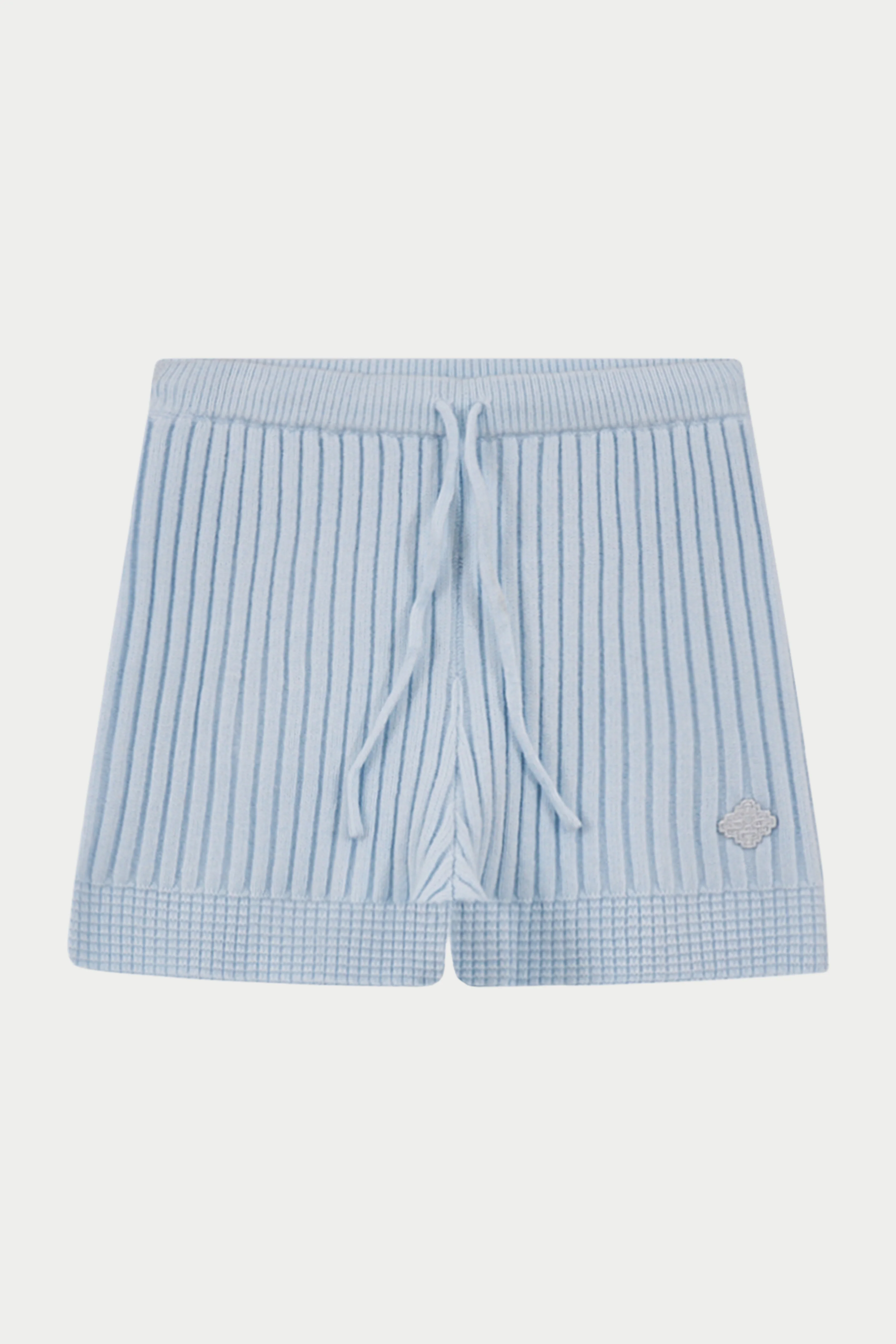 CONTRAST KNIT MINI SHORTS - LIGHT BLUE