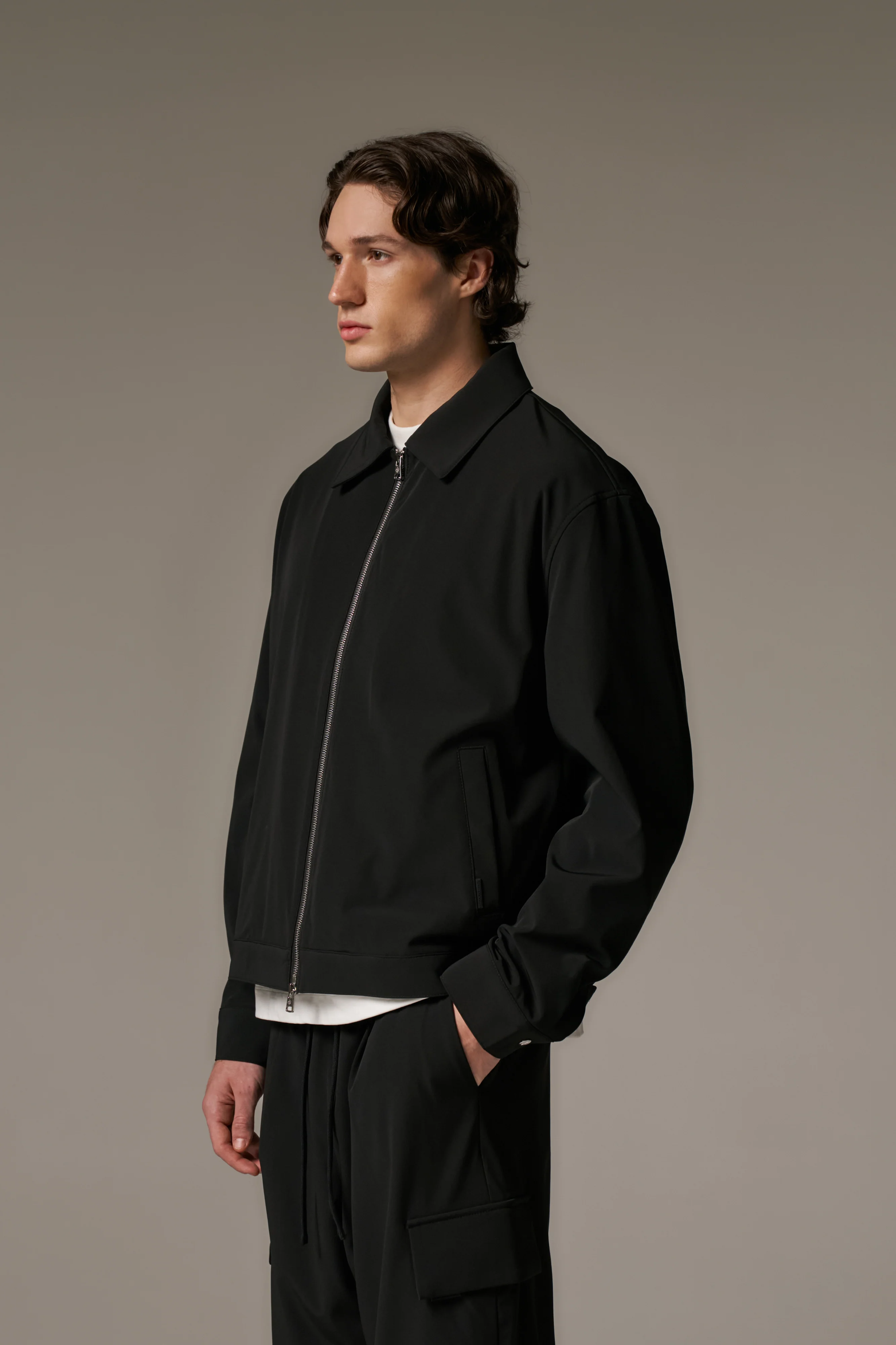 TECHNICAL ZIP THROUGH JACKET - BLACK