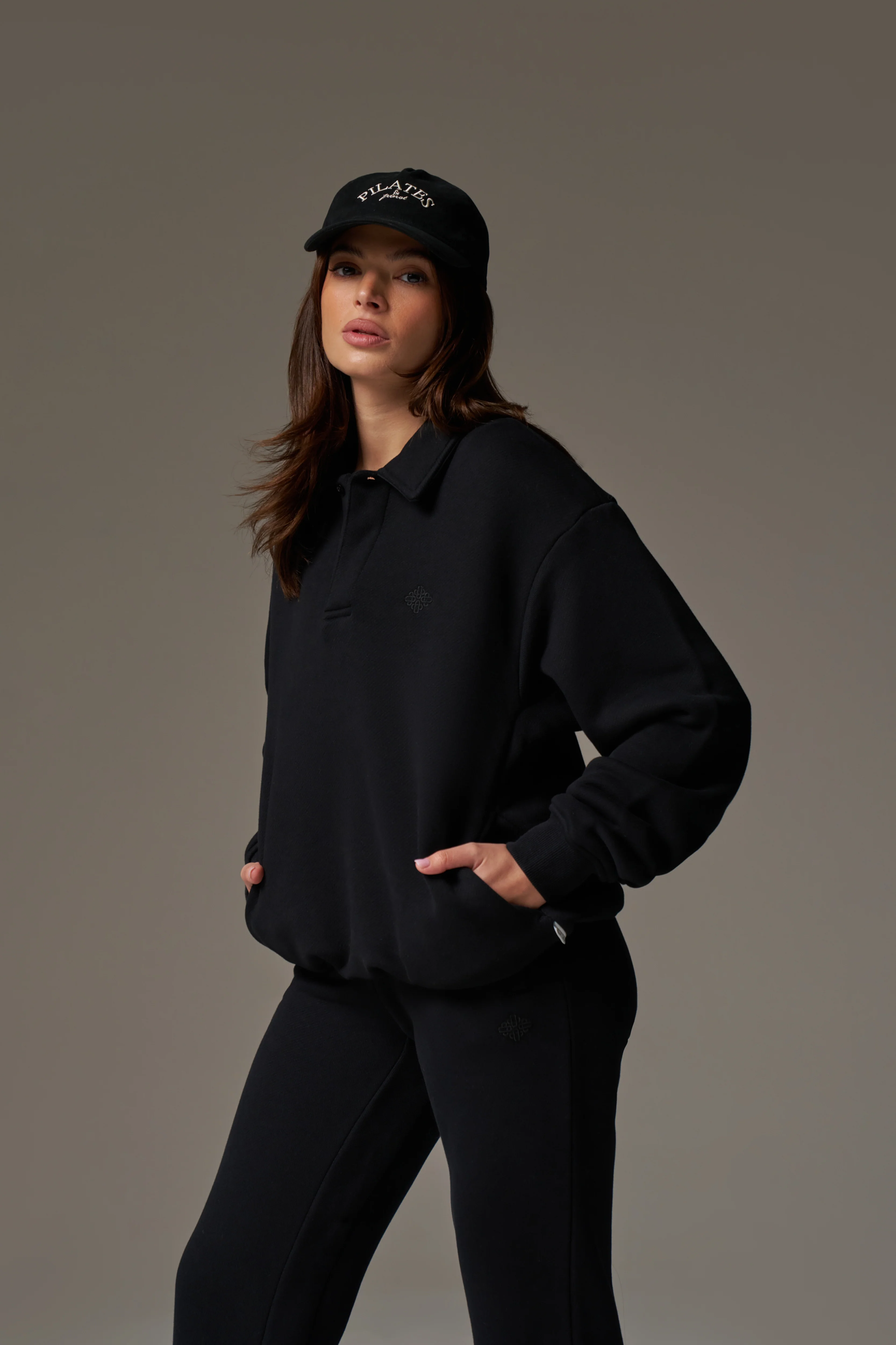 LAUNDERED CLASSICS POLO SWEATSHIRT - WASHED BLACK