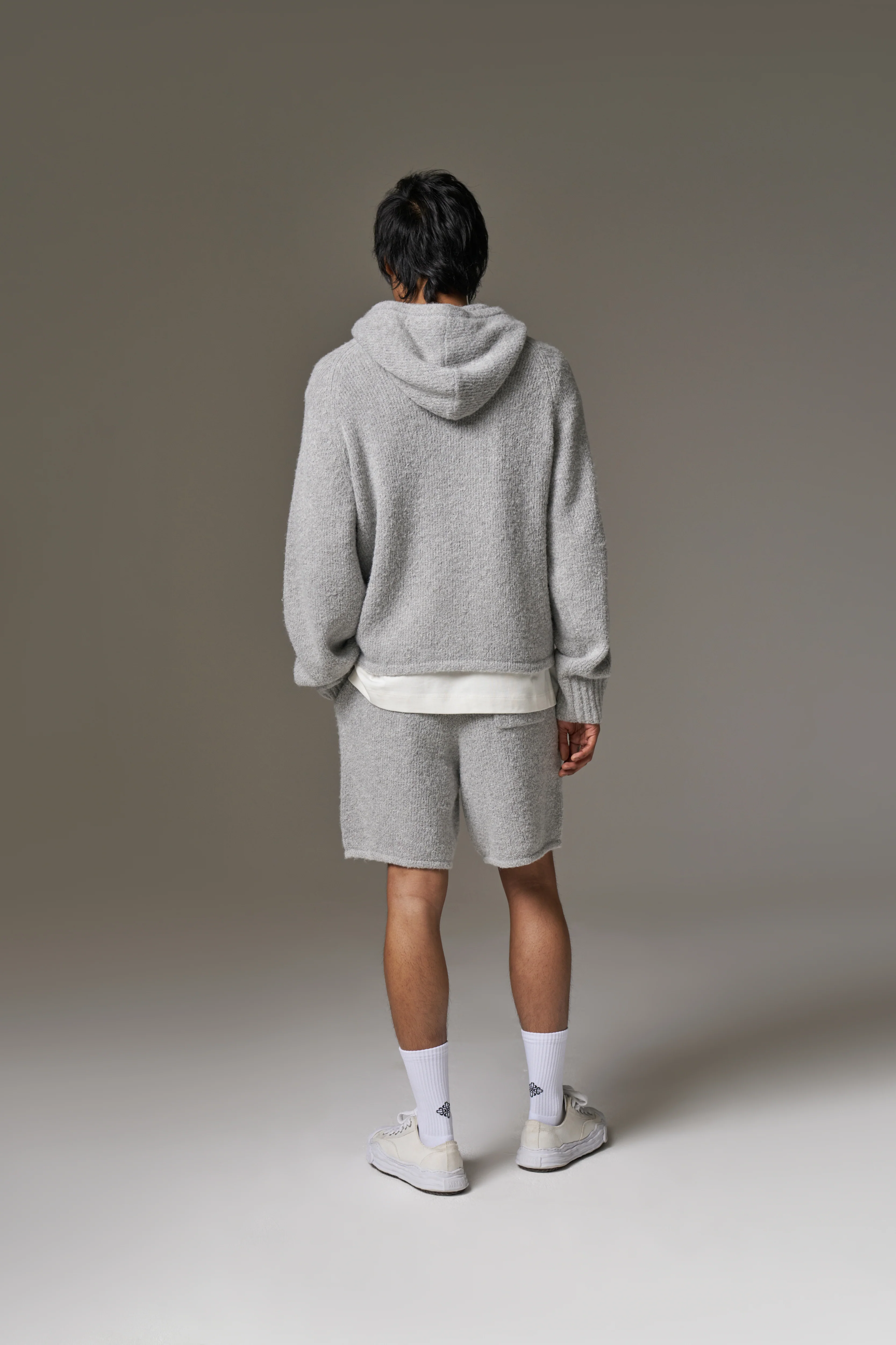 BOUCLE KNIT SHORTS - GREY MARL